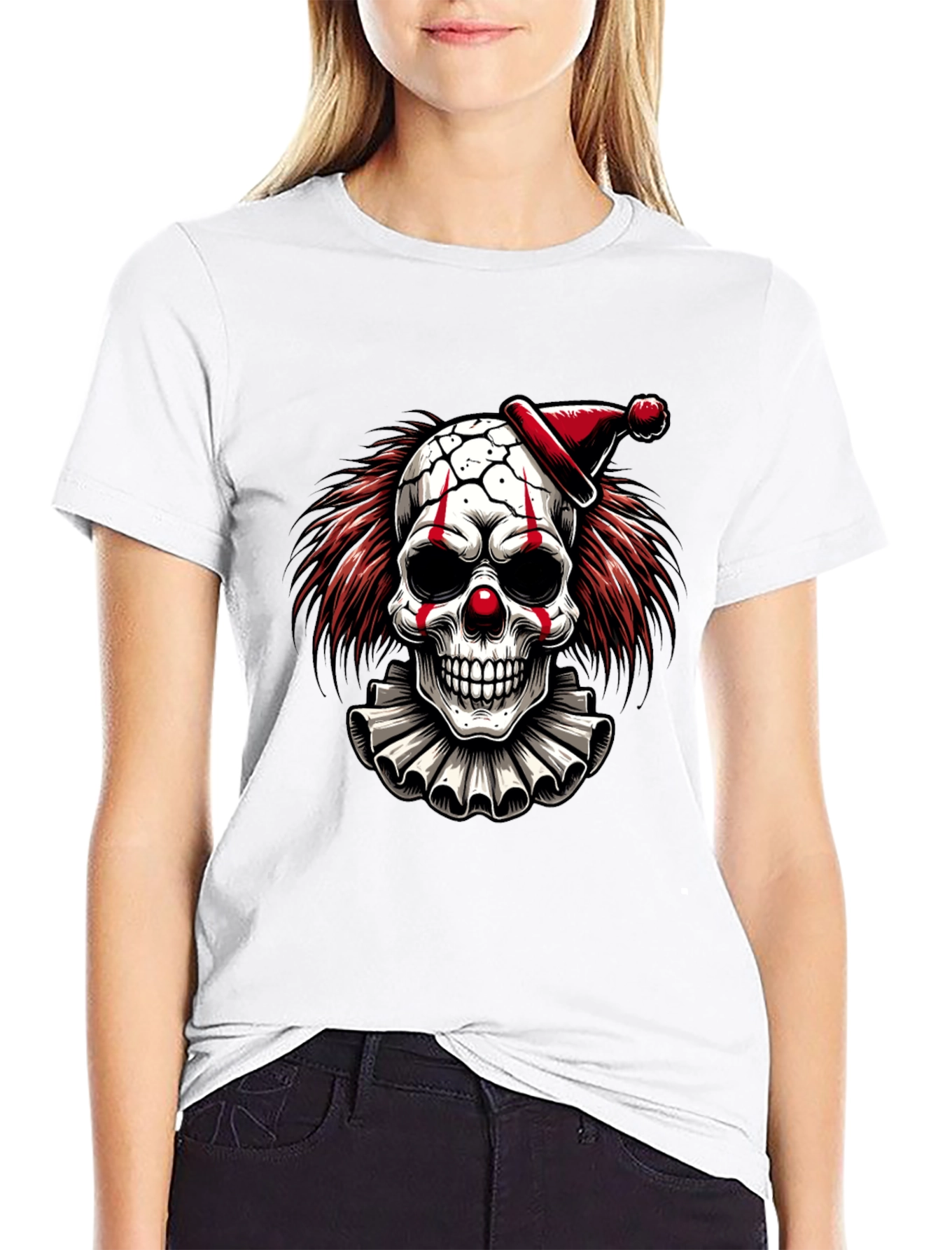 Clown Skull Graphic Tee - Black