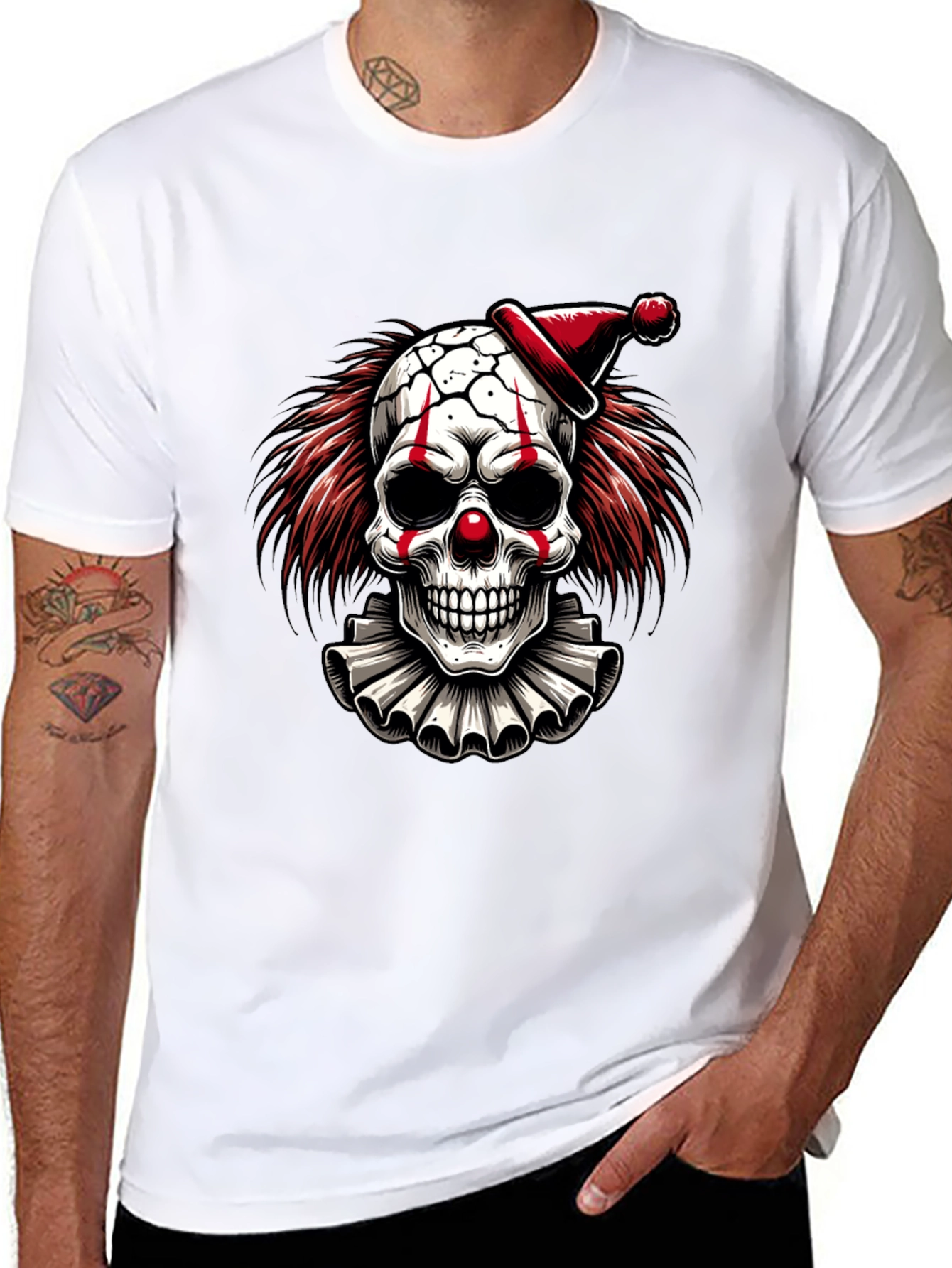 Clown Skull Graphic Tee - Black