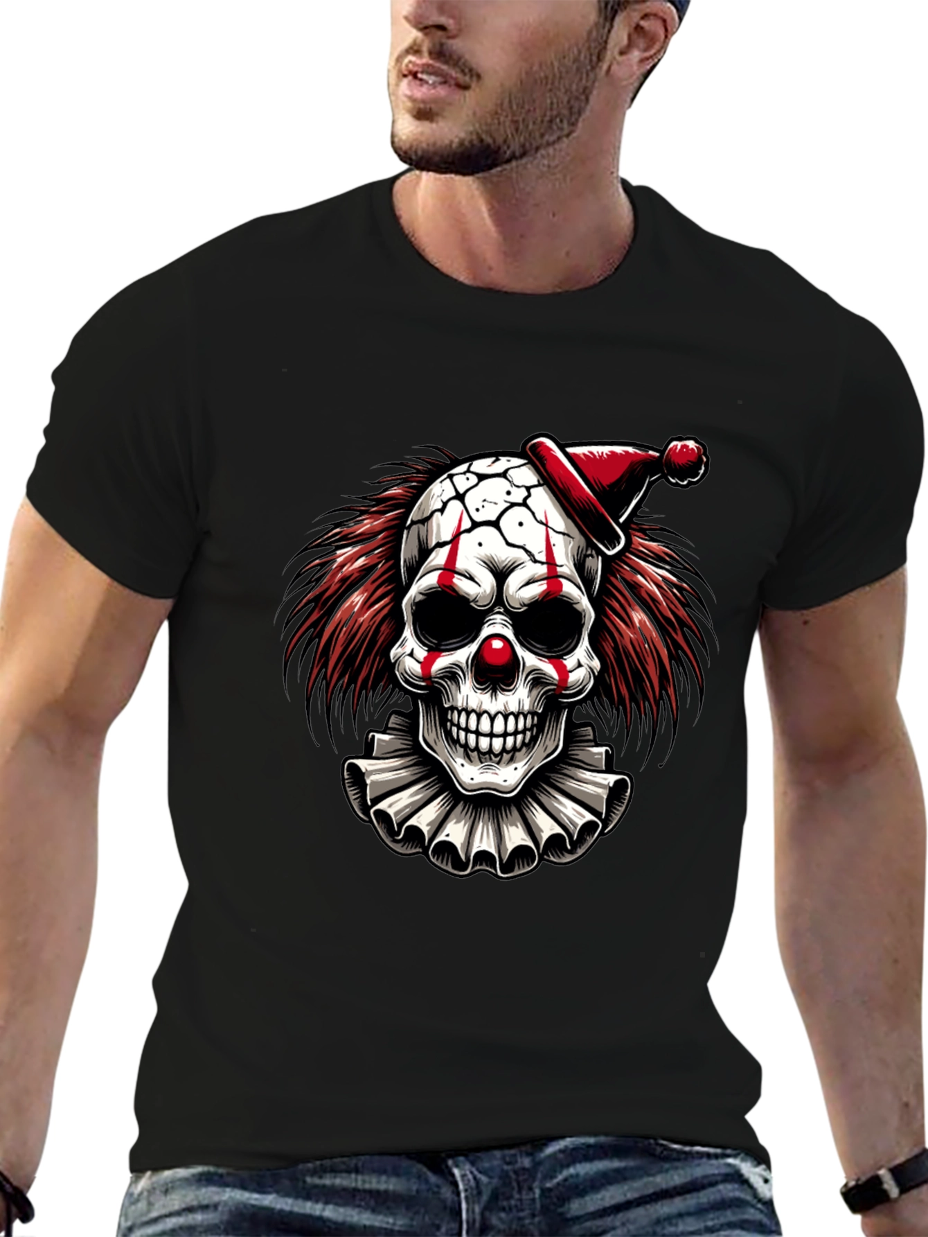 Clown Skull Graphic Tee - Black