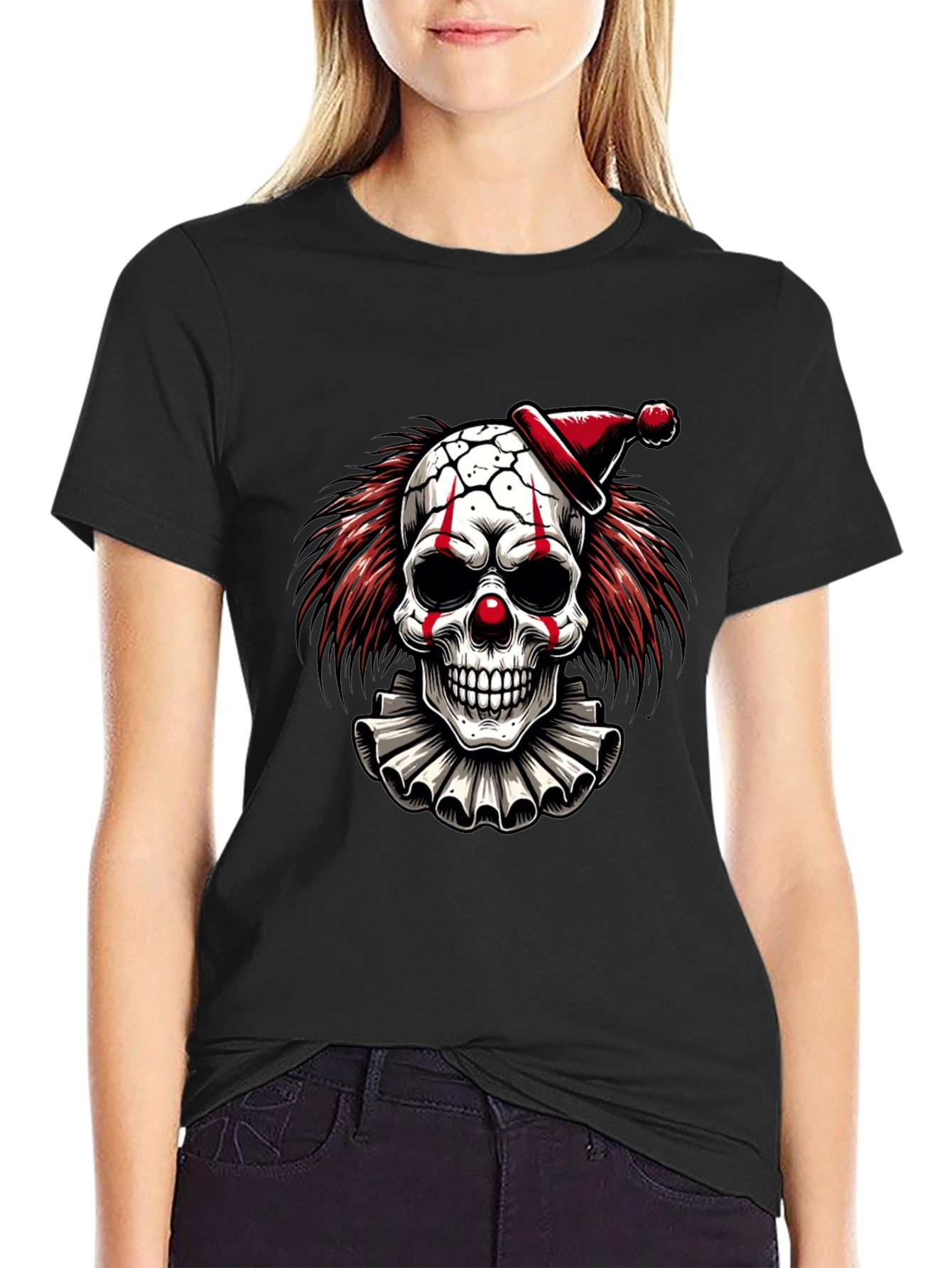 Clown Skull Graphic Tee - Black