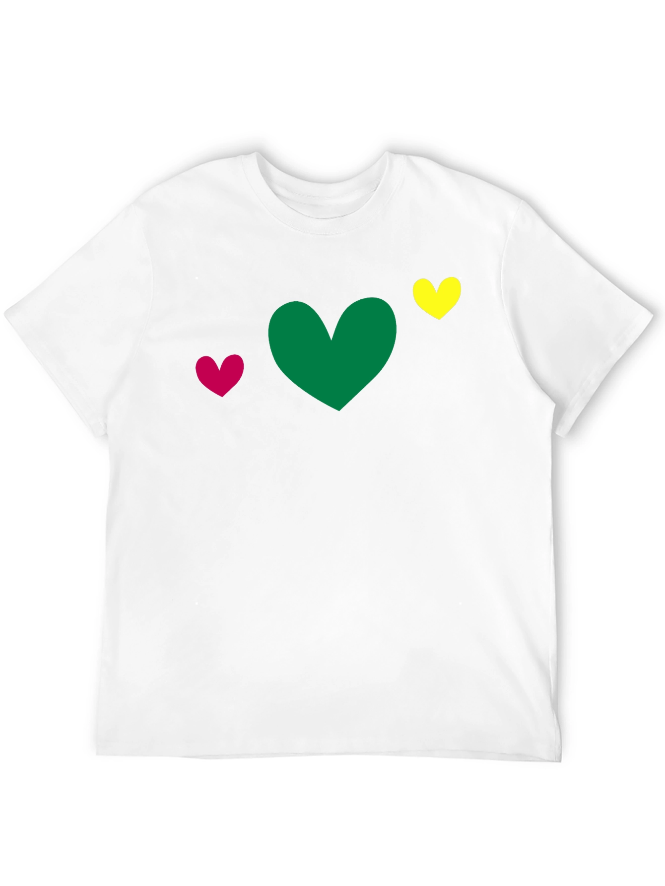 Heart Trio T-Shirt - Green Pink Yellow Hearts
