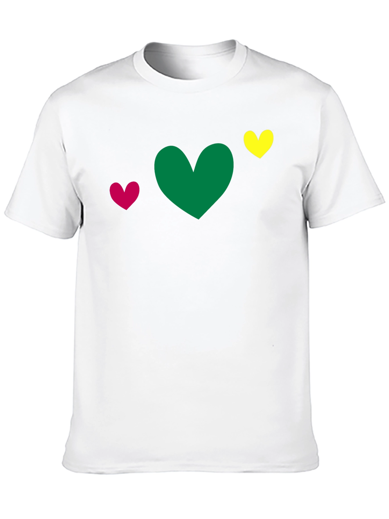 Heart Trio T-Shirt - Green Pink Yellow Hearts
