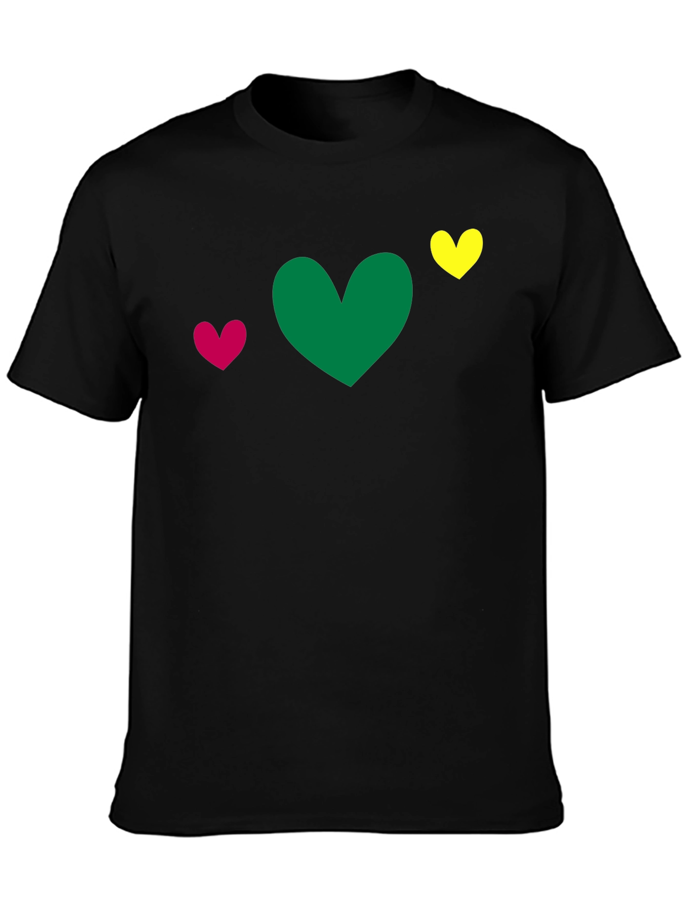 Heart Trio T-Shirt - Green Pink Yellow Hearts
