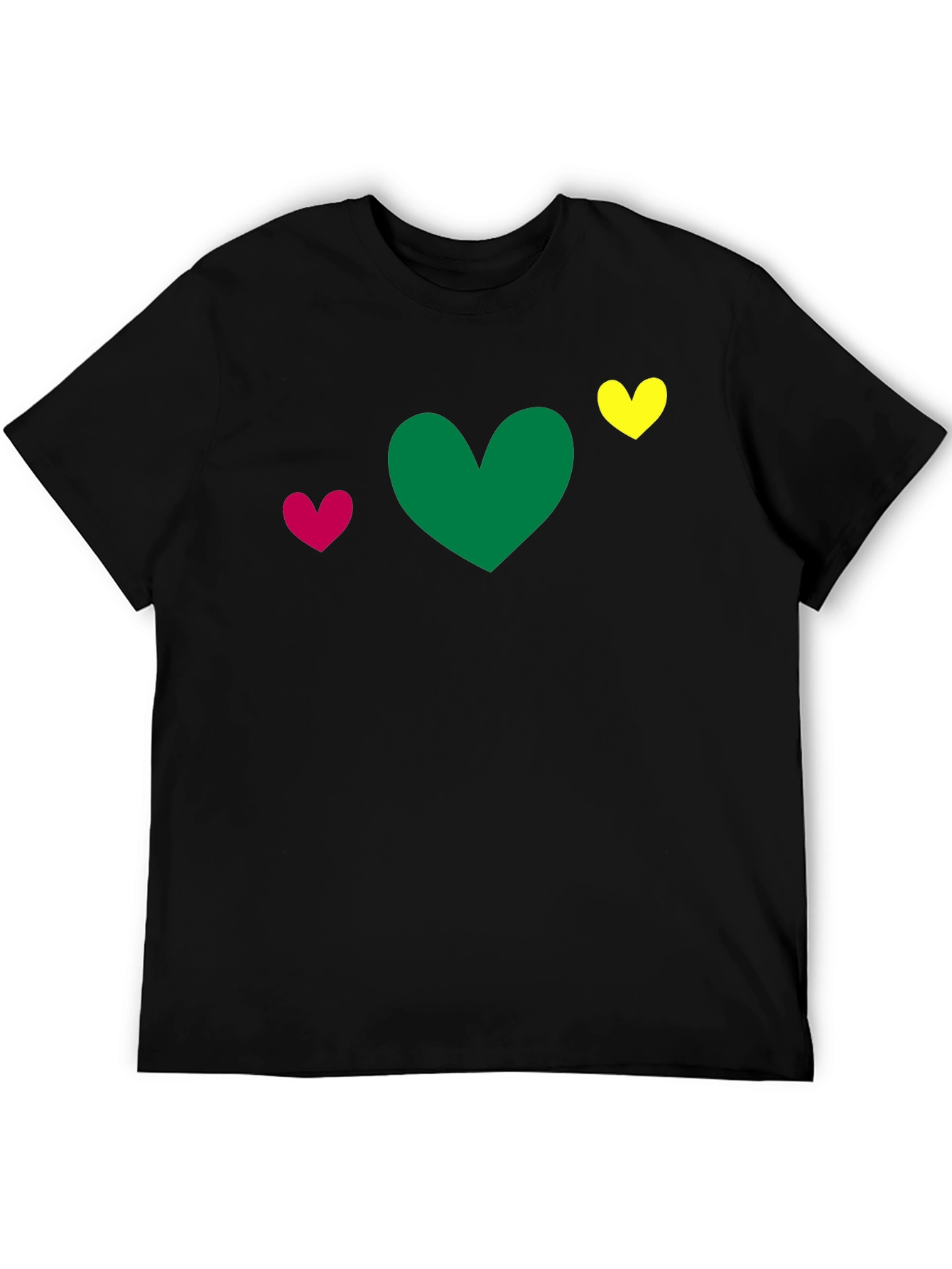 Heart Trio T-Shirt - Green Pink Yellow Hearts