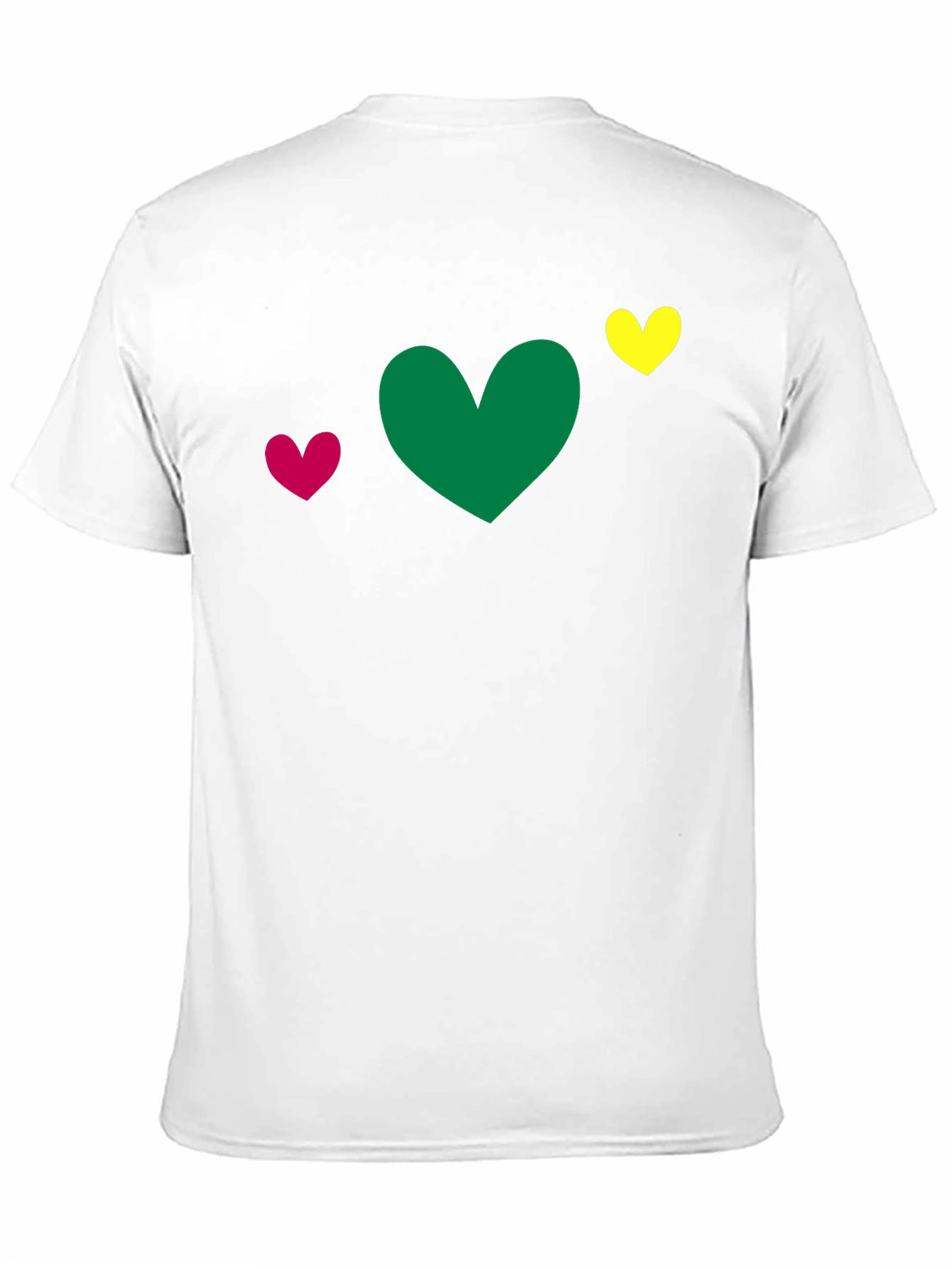 Heart Trio T-Shirt - Green Pink Yellow Hearts
