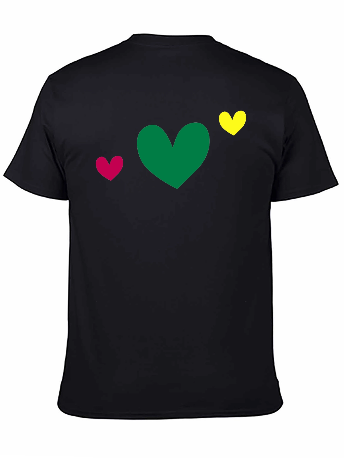 Heart Trio T-Shirt - Green Pink Yellow Hearts