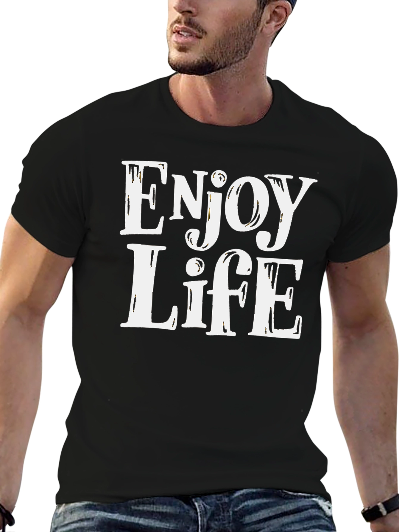 Enjoy Life Graphic Tee - Black Casual T-Shirt