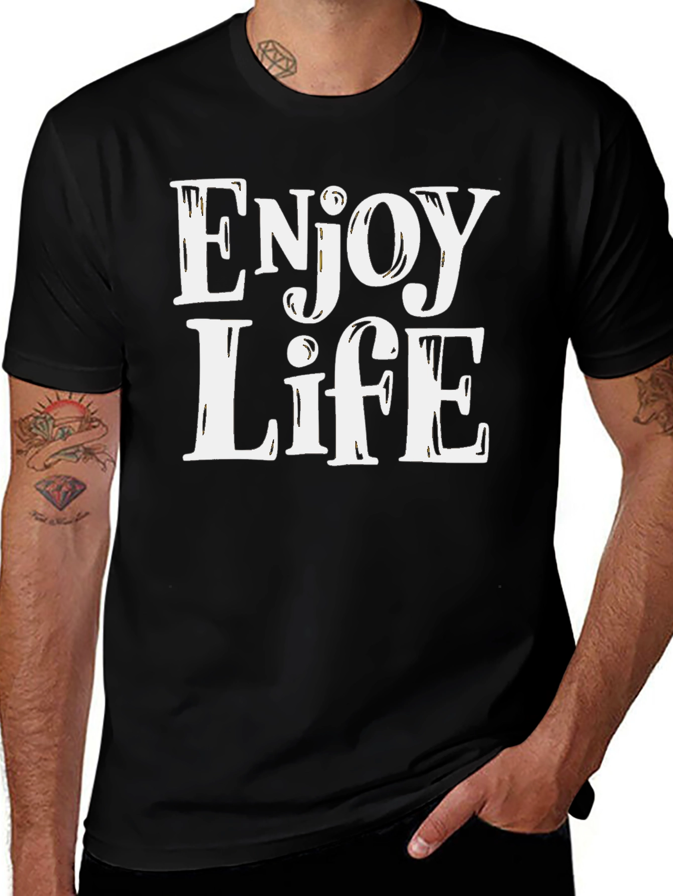 Enjoy Life Graphic Tee - Black Casual T-Shirt