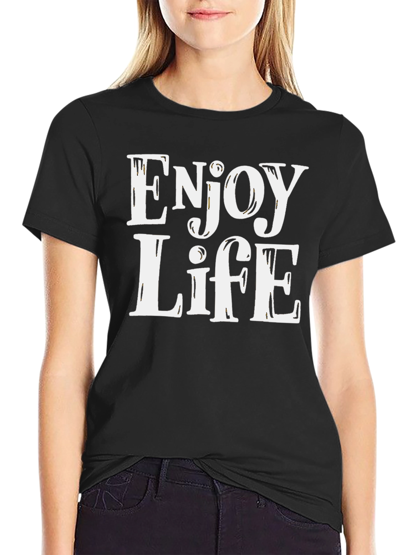 Enjoy Life Graphic Tee - Black Casual T-Shirt