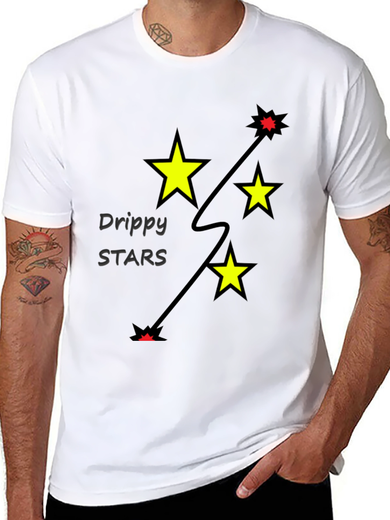 Drippy Stars Graphic Tee - Black