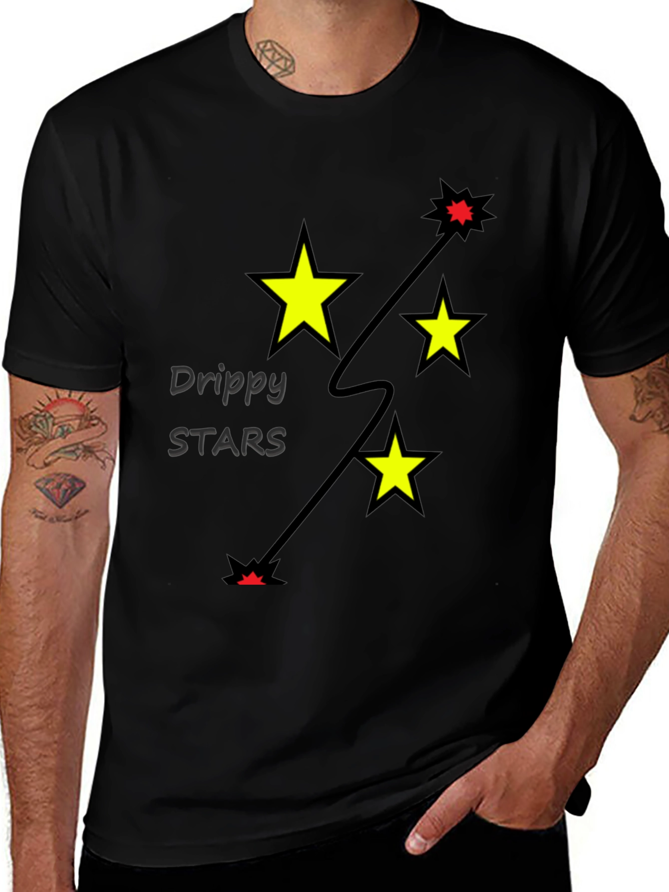 Drippy Stars Graphic Tee - Black