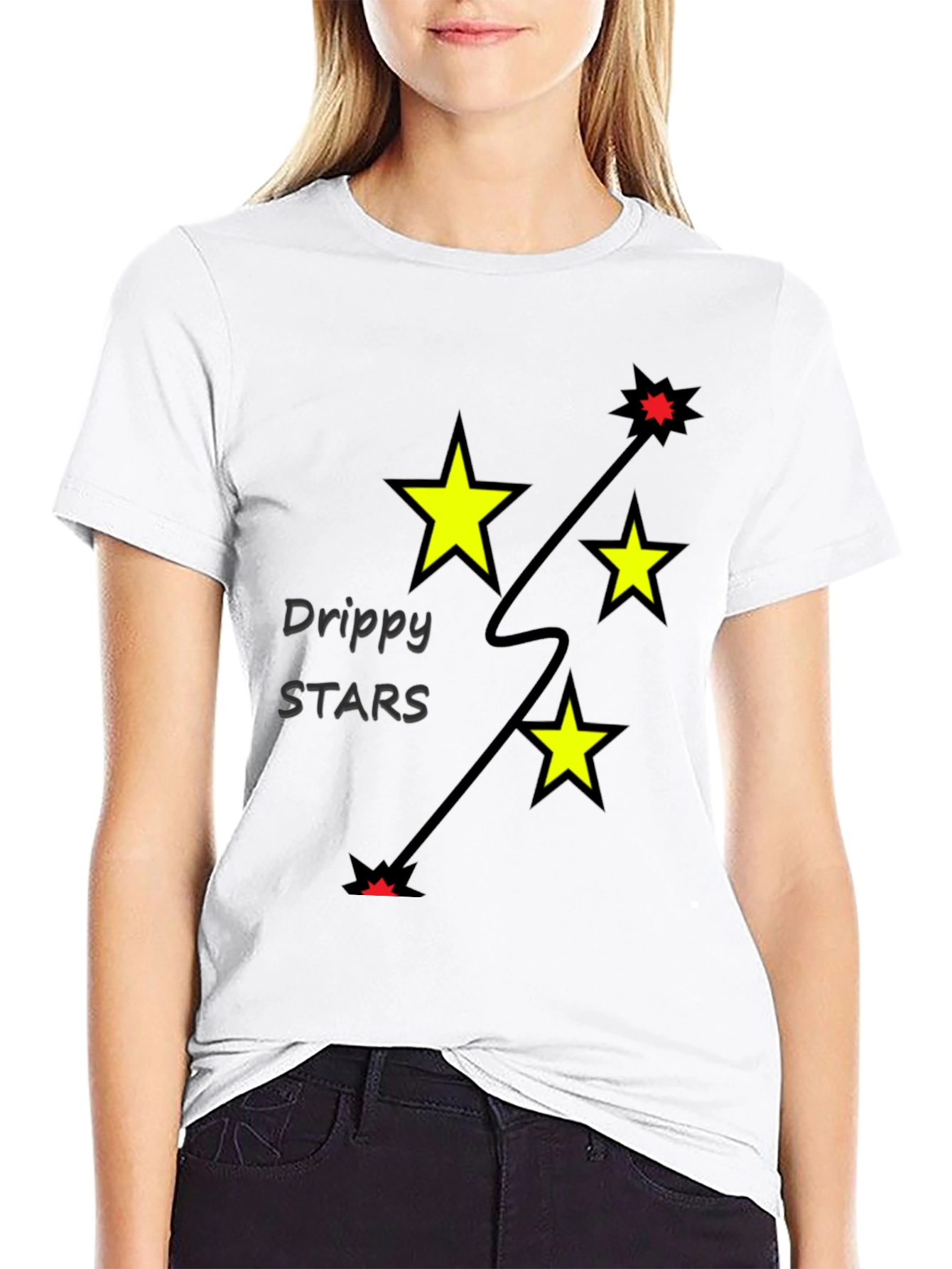 Drippy Stars Graphic Tee - Black