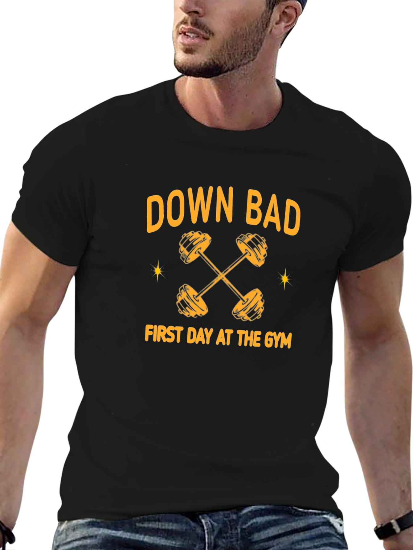 Down Bad First Day At The Gym Black T-Shirt
