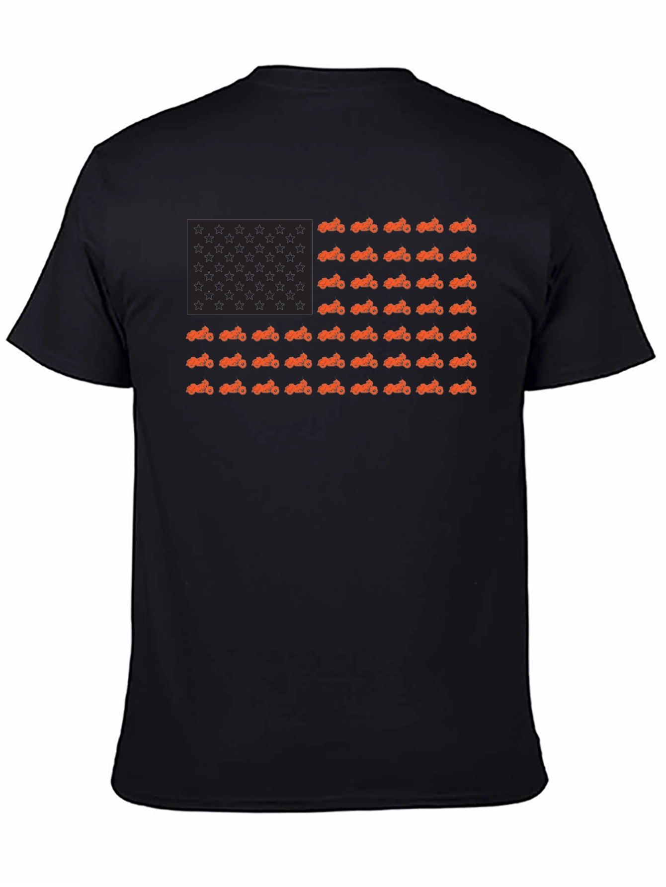 Motorcycle American Flag Black T-Shirt