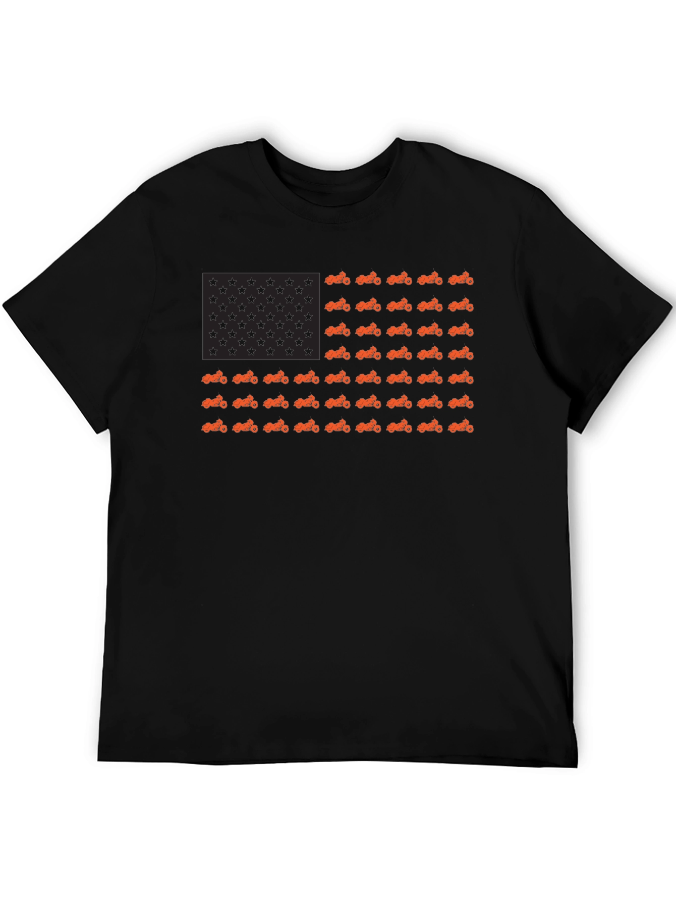 Motorcycle American Flag Black T-Shirt