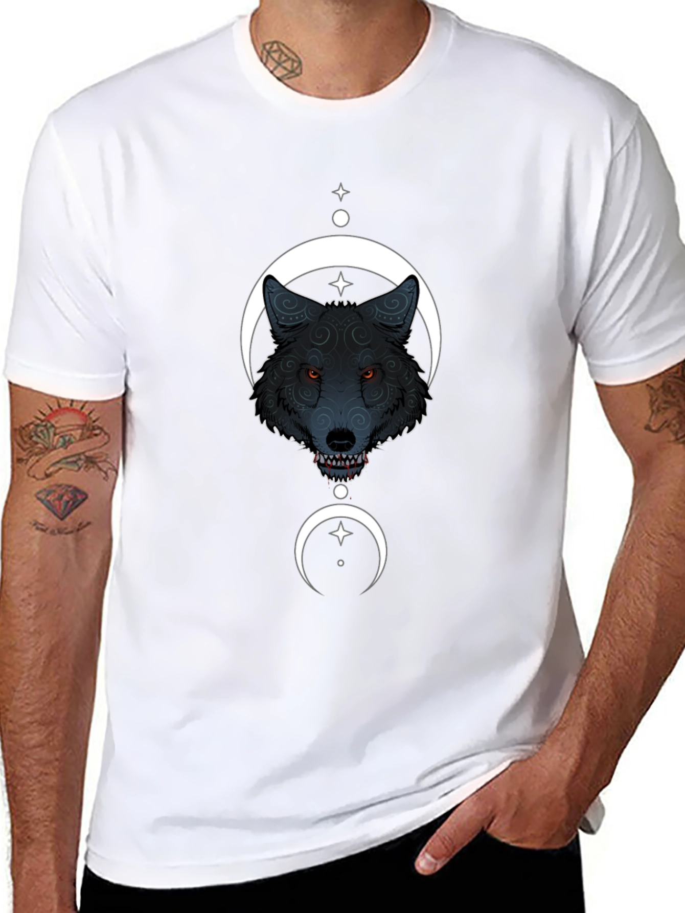 Wolf Moon Graphic Tee - Stylish Black Cotton T-Shirt