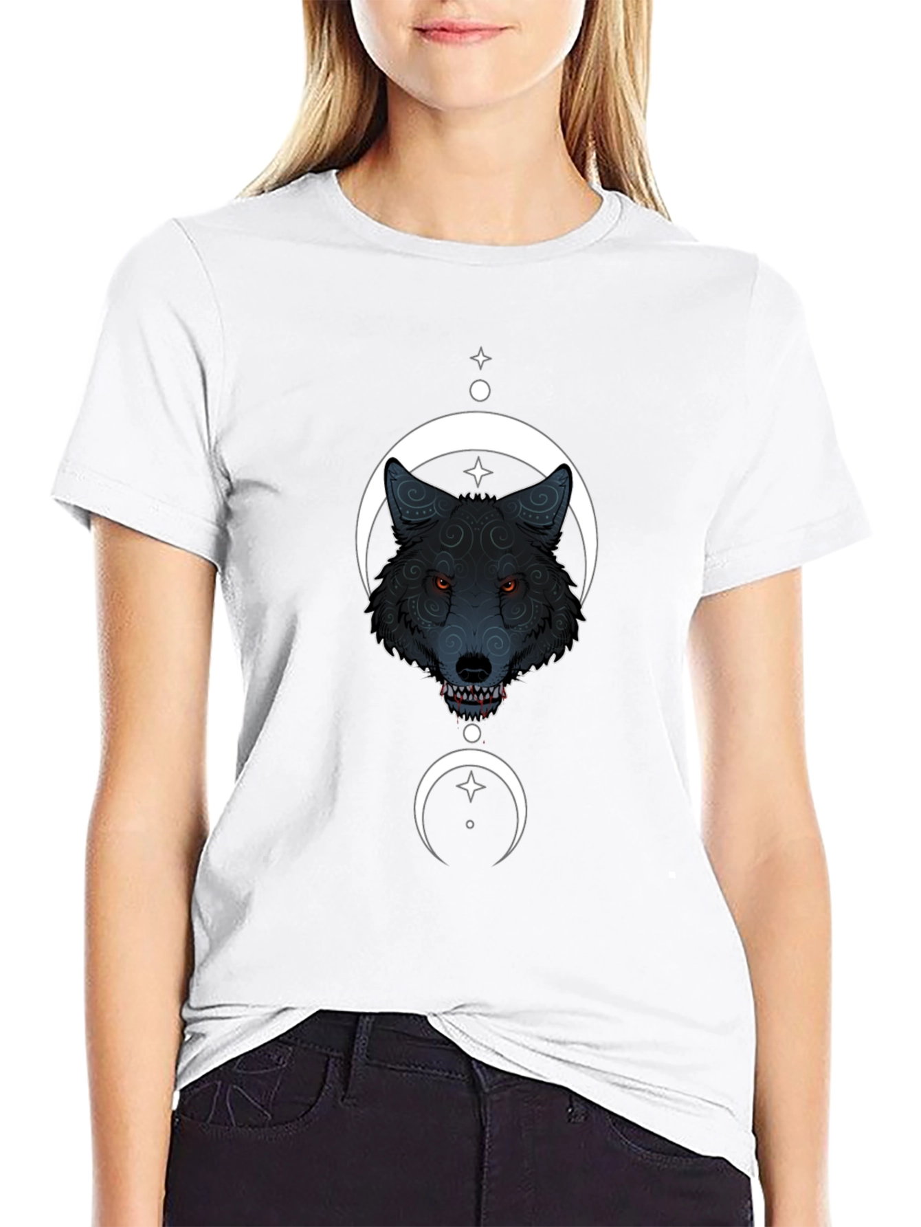 Wolf Moon Graphic Tee - Stylish Black Cotton T-Shirt