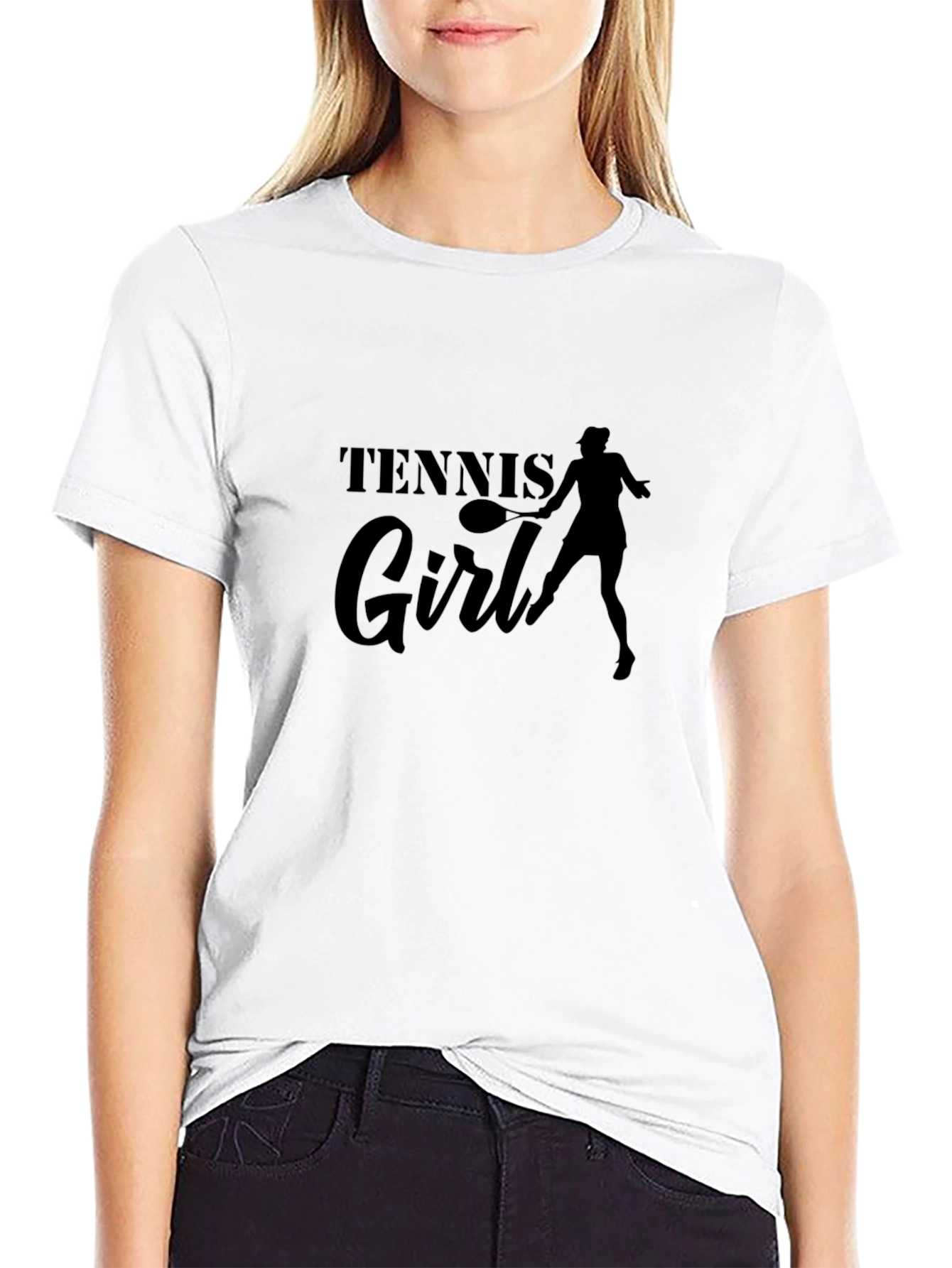 Tennis Girl Black Graphic Tee