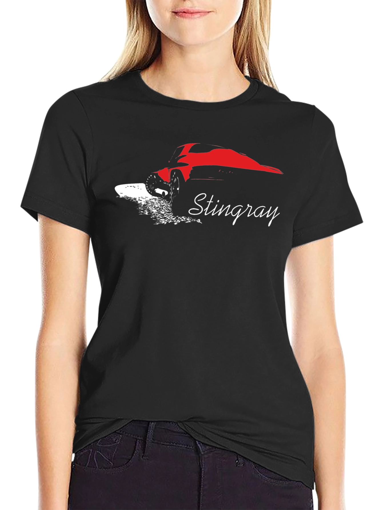 Stingray Graphic T-Shirt - Black Cotton Car Tee