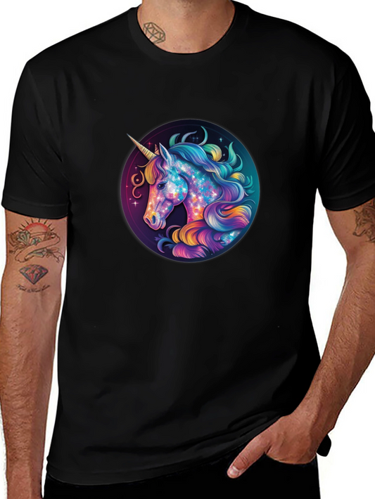 Unicorn Galaxy T-Shirt - Mens Black Crew Neck