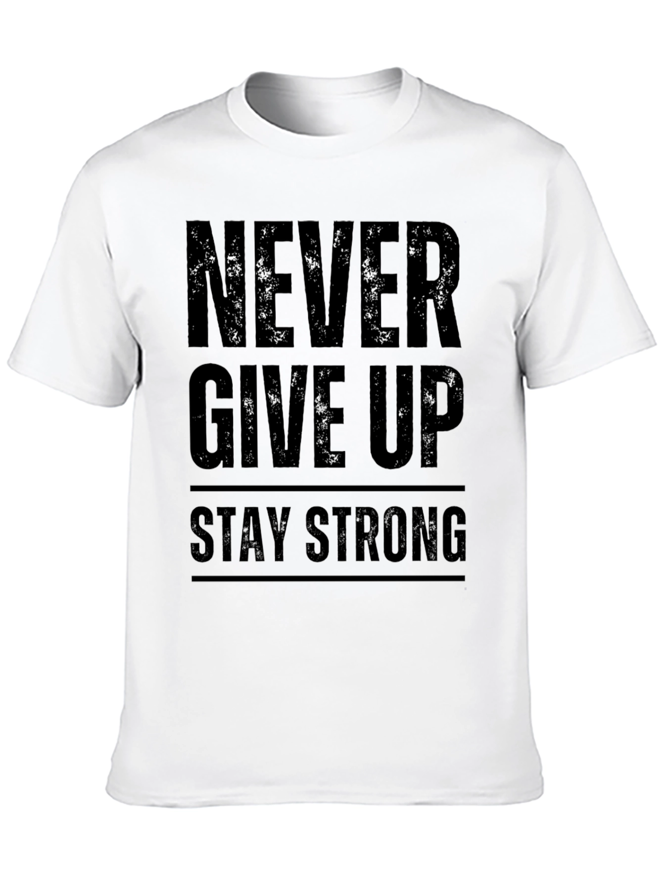 Inspirational Black Graphic T-Shirt: Never Give Up