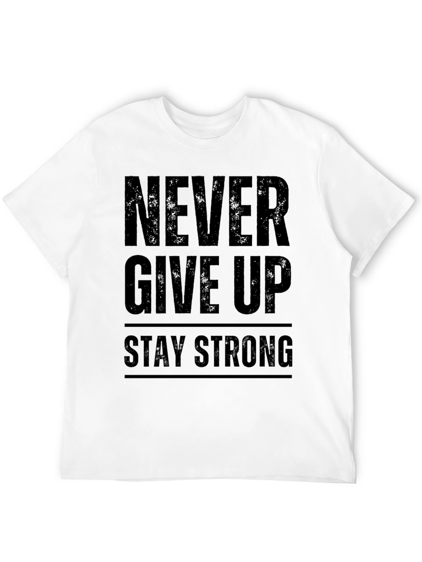 Inspirational Black Graphic T-Shirt: Never Give Up