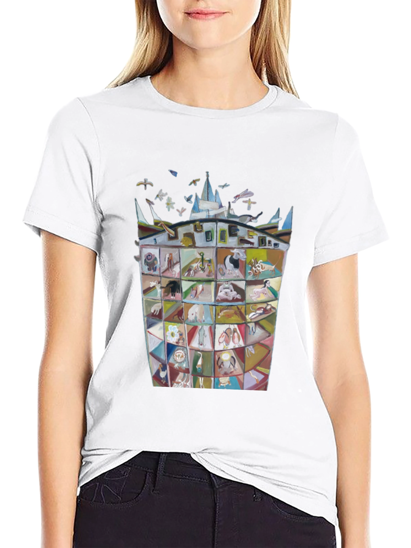 Artistic Graphic Print Crew Neck Tee