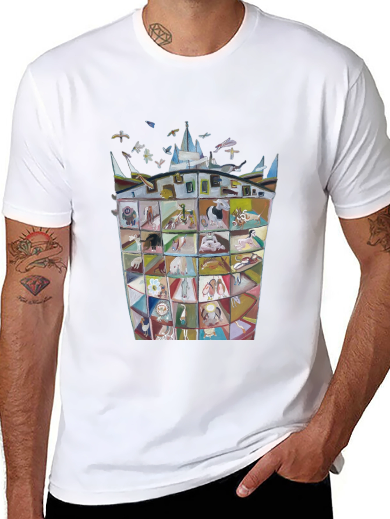 Artistic Graphic Print Crew Neck Tee