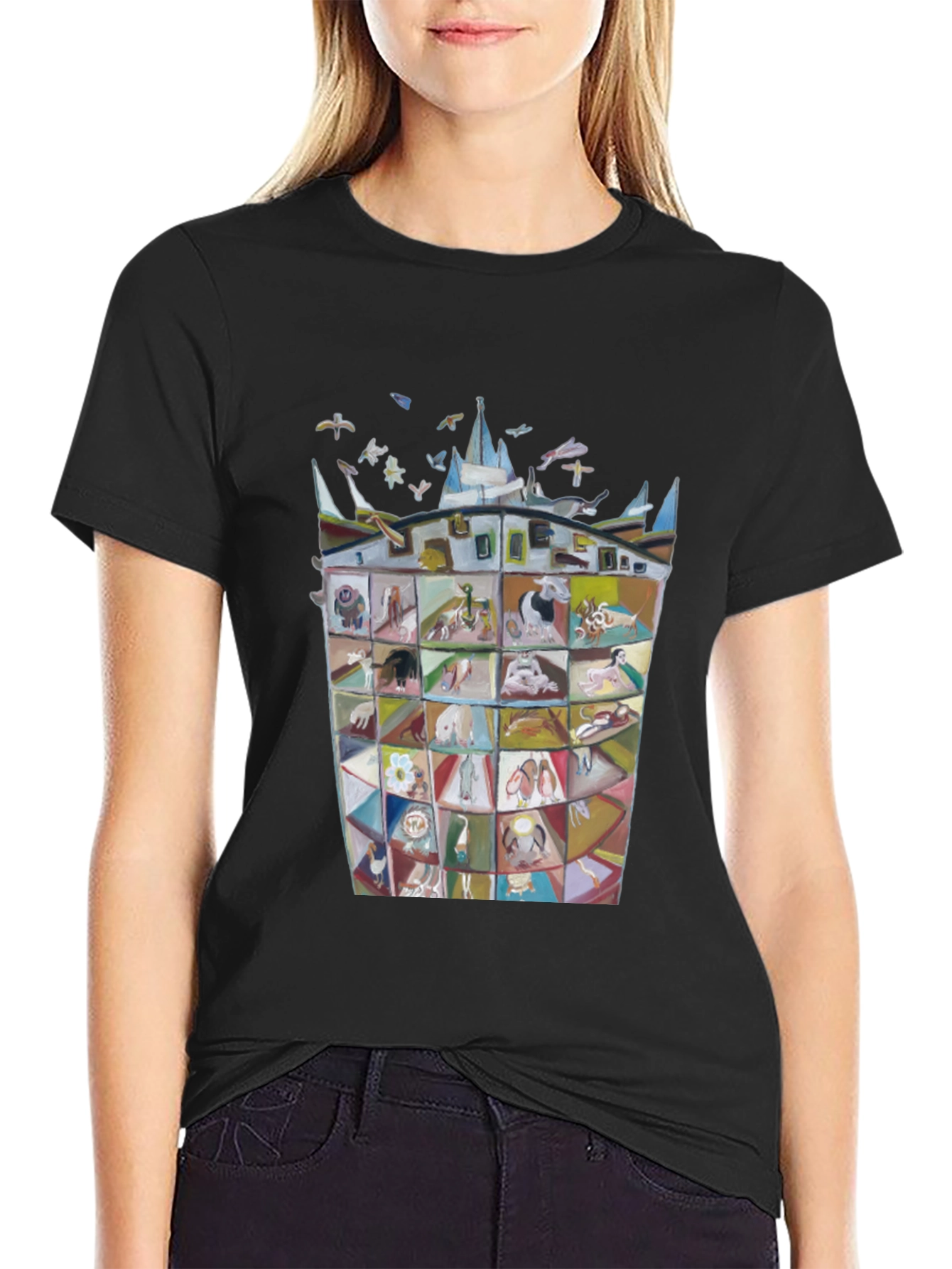 Artistic Graphic Print Crew Neck Tee