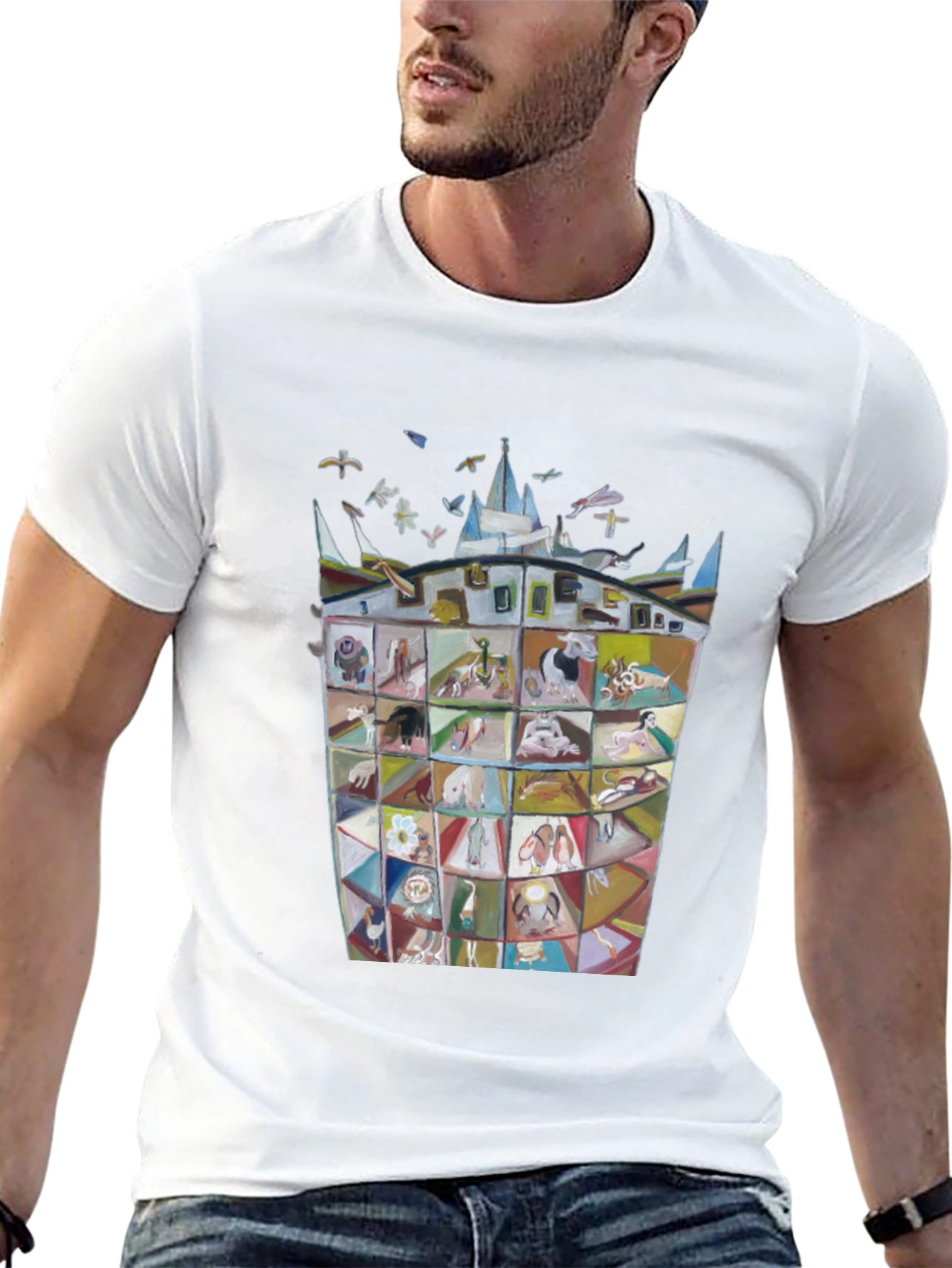Artistic Graphic Print Crew Neck Tee