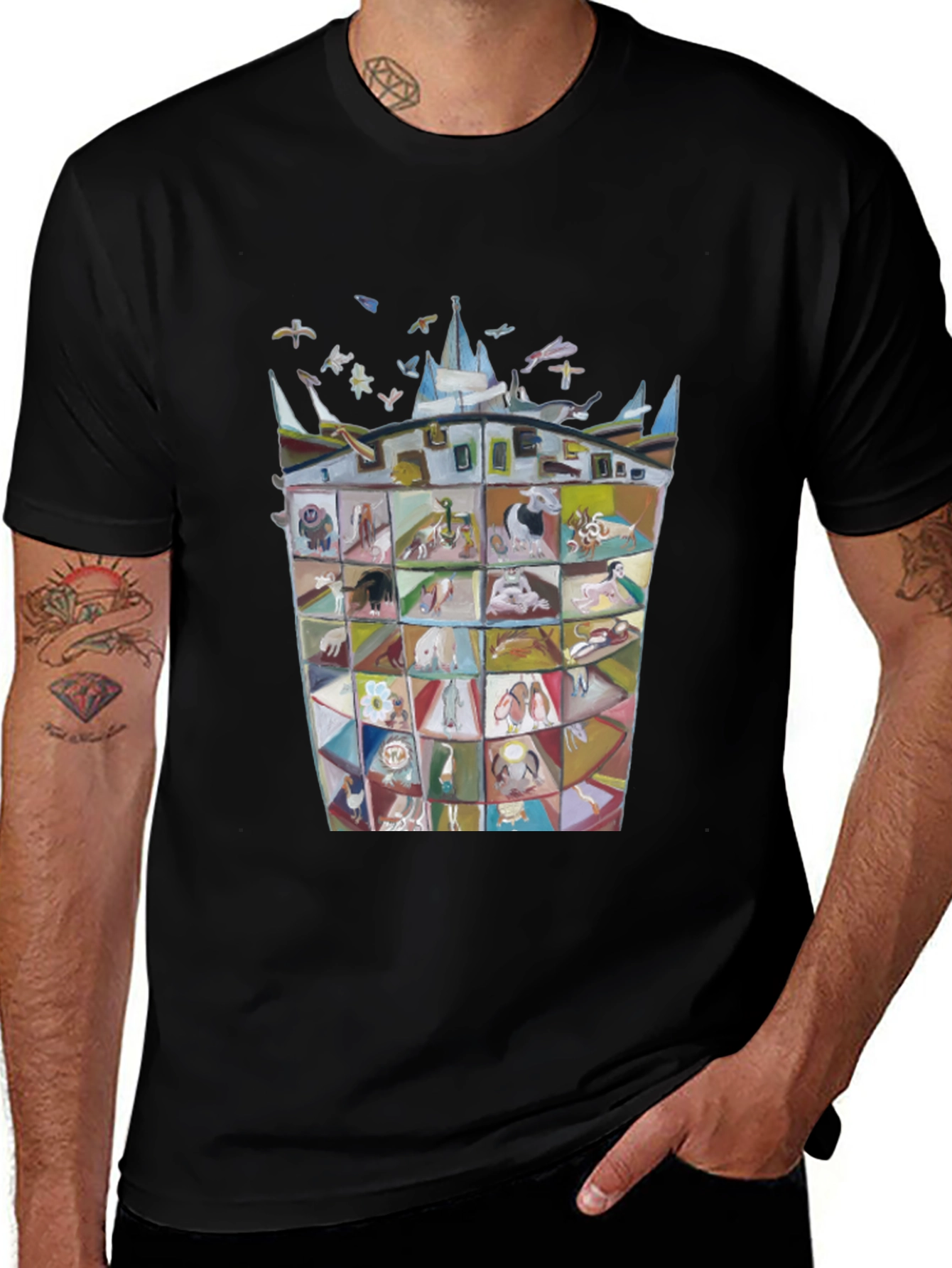 Artistic Graphic Print Crew Neck Tee
