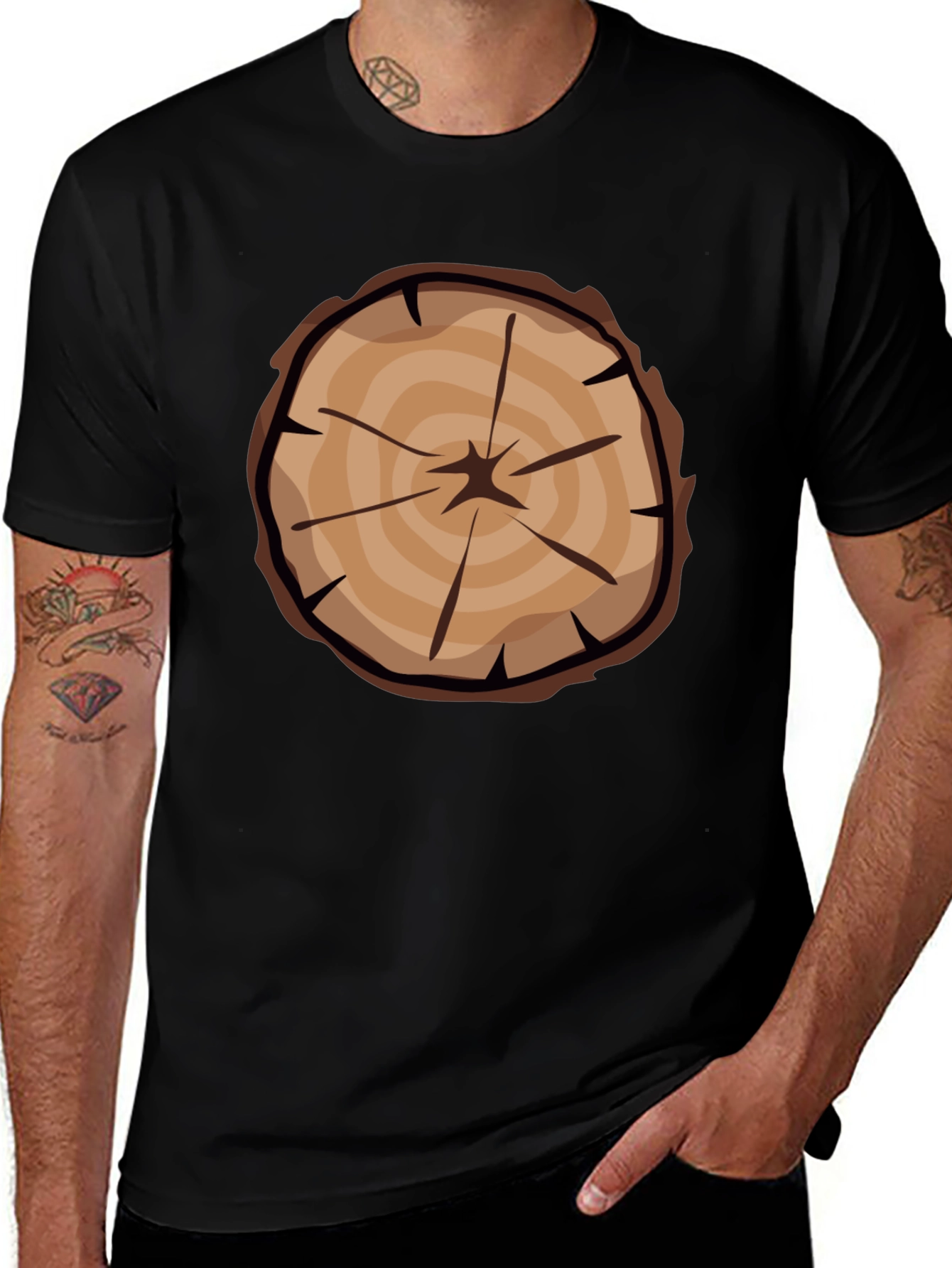 Tree Ring Graphic Tee - Black Casual T-Shirt