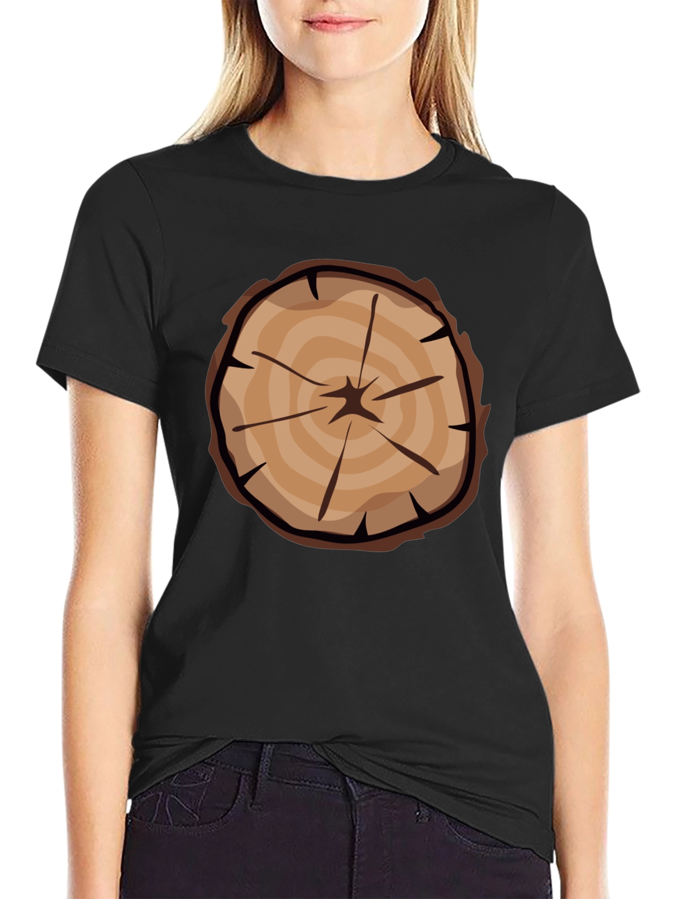 Tree Ring Graphic Tee - Black Casual T-Shirt