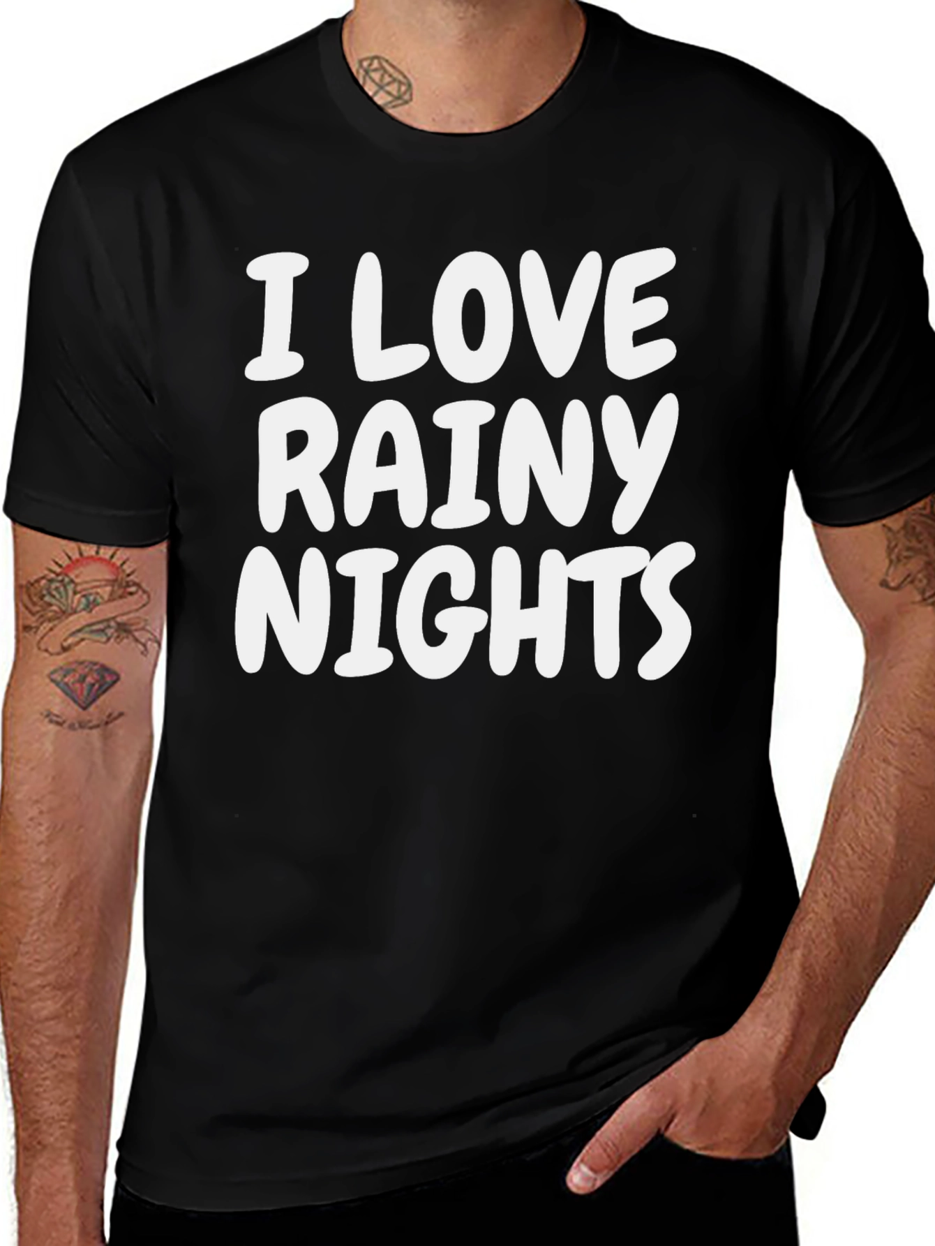 I Love Rainy Nights Black T-Shirt