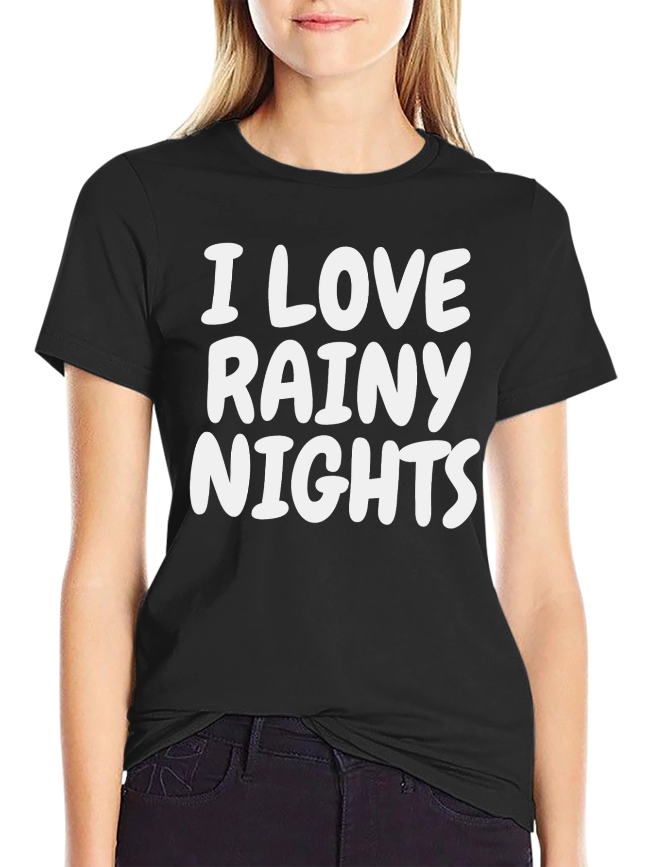 I Love Rainy Nights Black T-Shirt