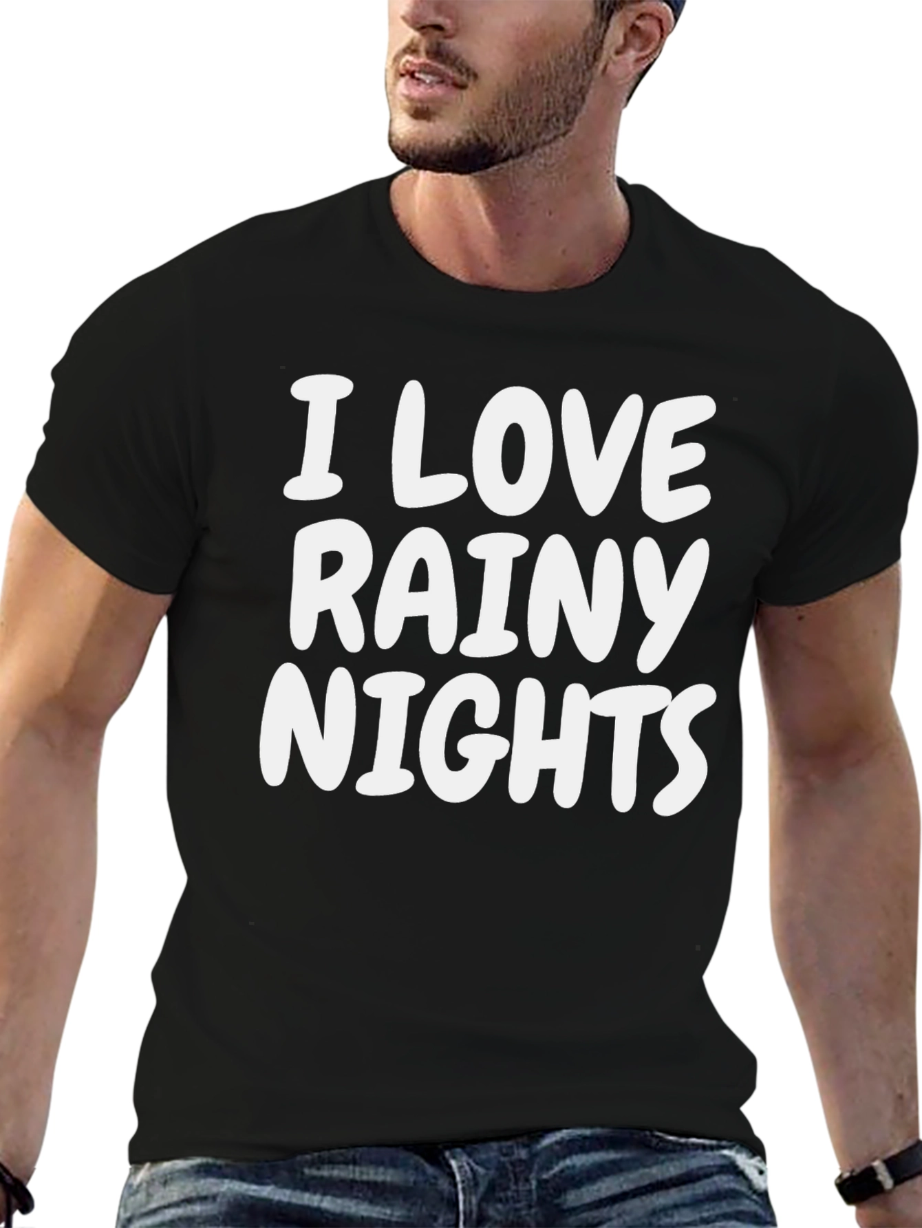 I Love Rainy Nights Black T-Shirt