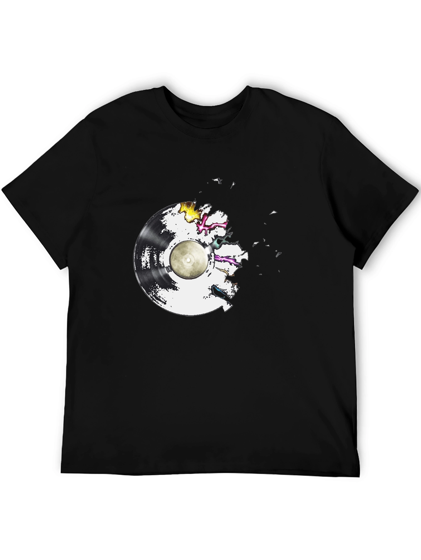 Vinyl Record Graphic Tee - Black
