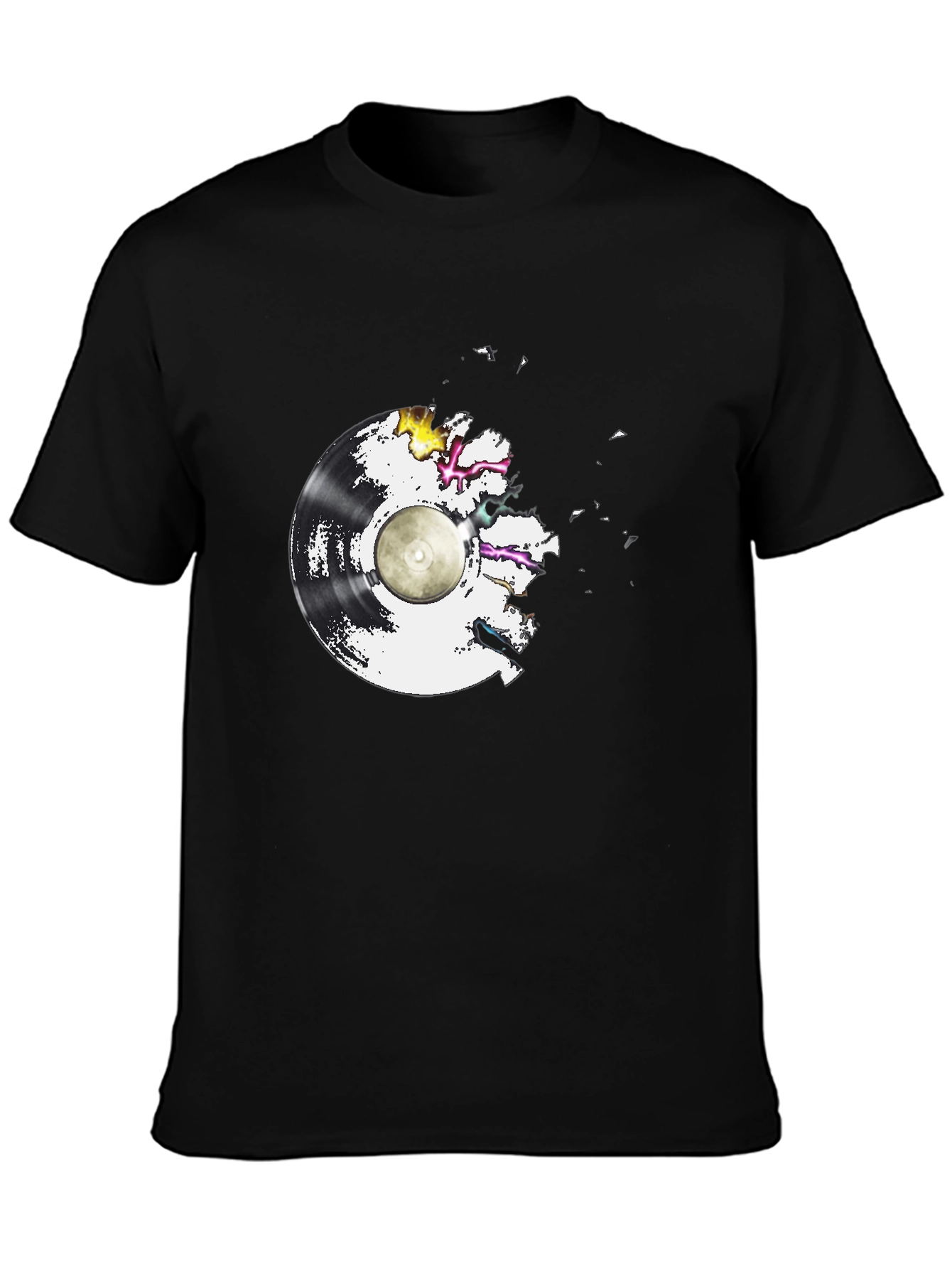 Vinyl Record Graphic Tee - Black