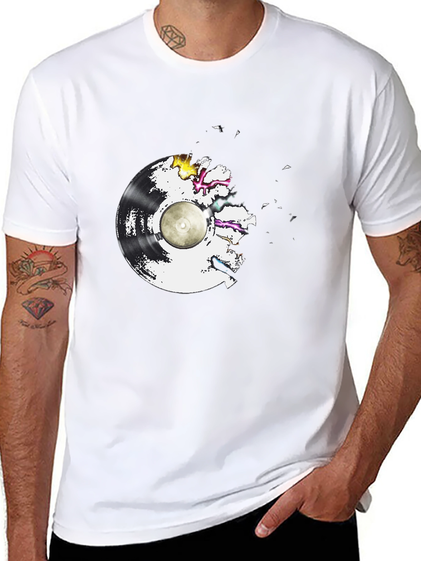 Vinyl Record Graphic Tee - Black