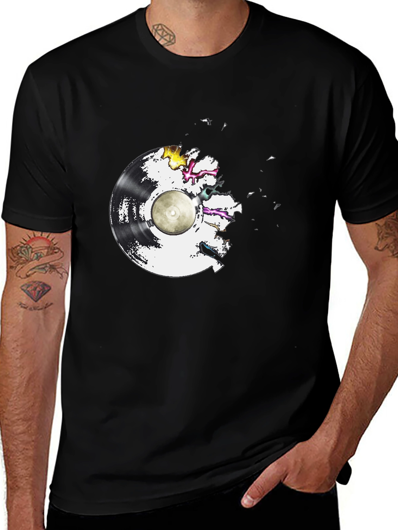 Vinyl Record Graphic Tee - Black