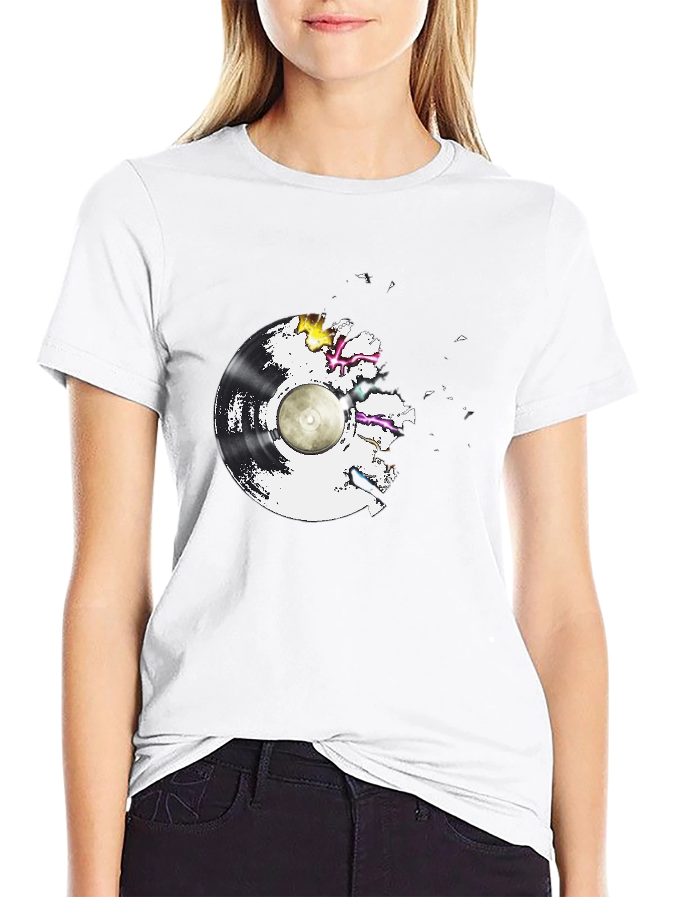 Vinyl Record Graphic Tee - Black