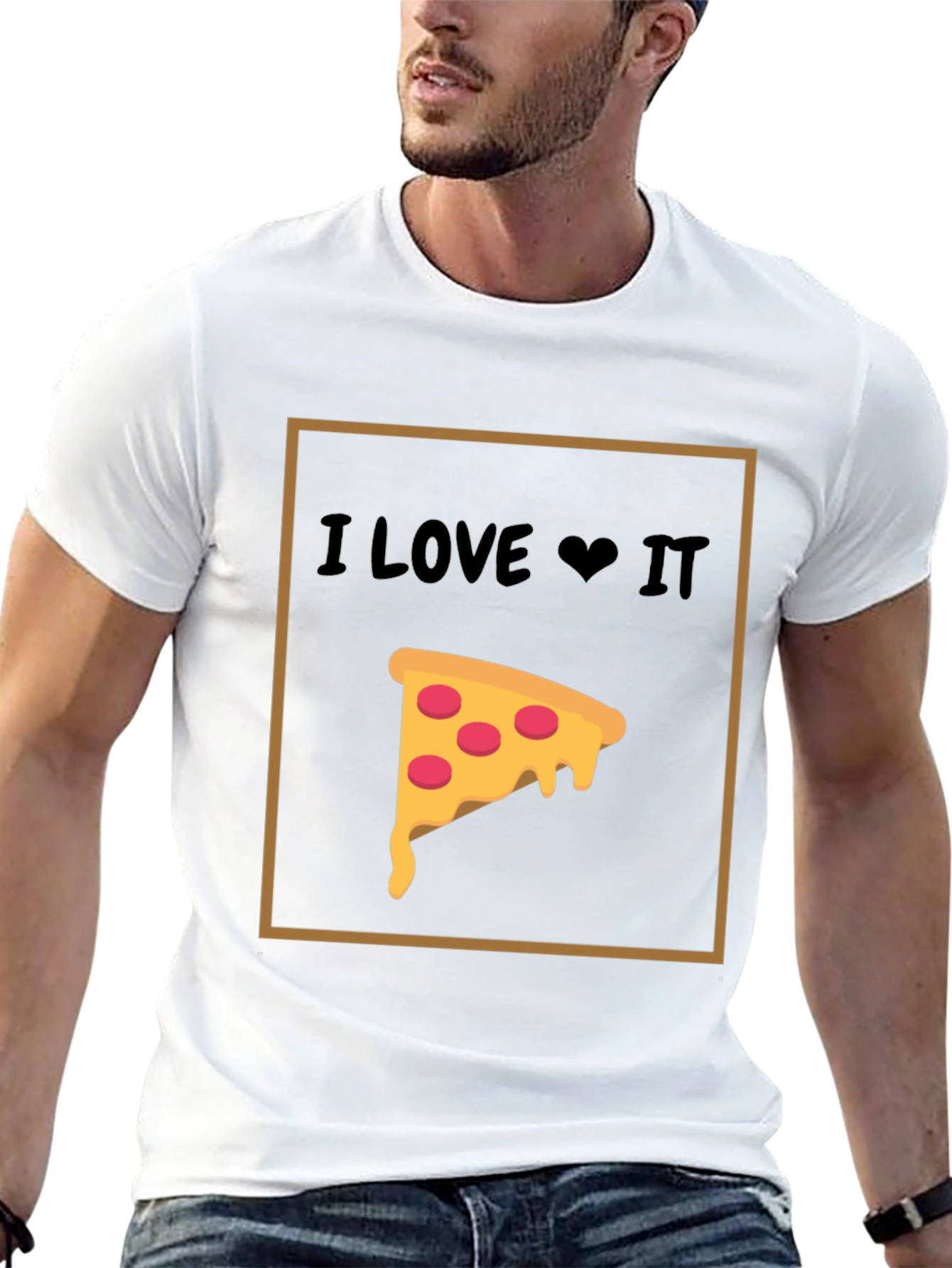 I Love Pizza T-Shirt - Black Cotton Graphic Tee