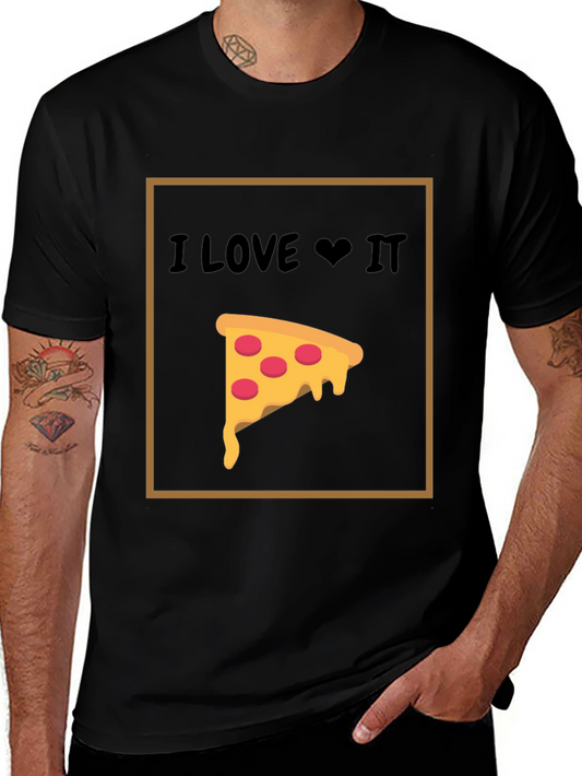 I Love Pizza T-Shirt - Black Cotton Graphic Tee