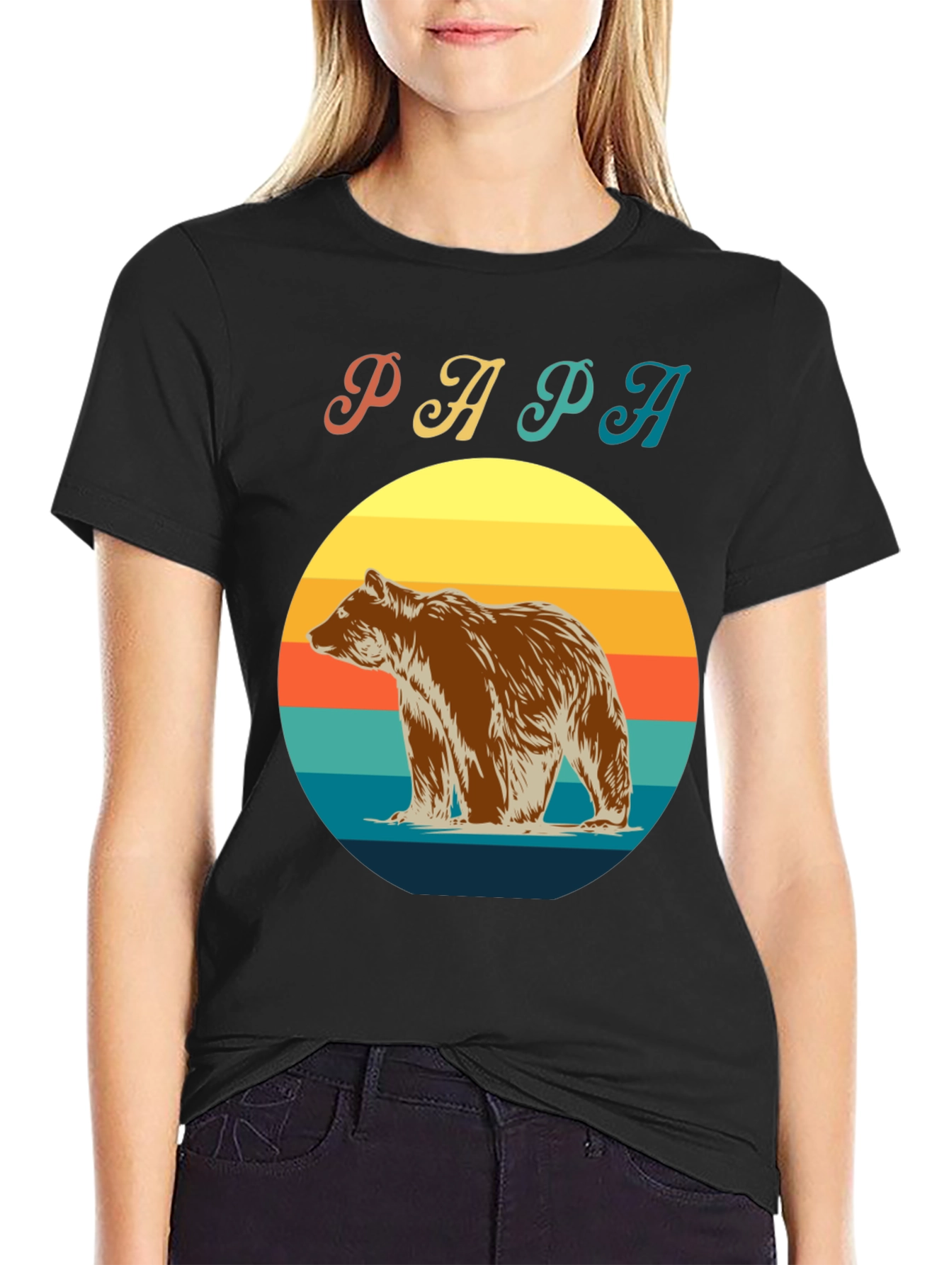 Papa Bear Retro Sunset T-Shirt
