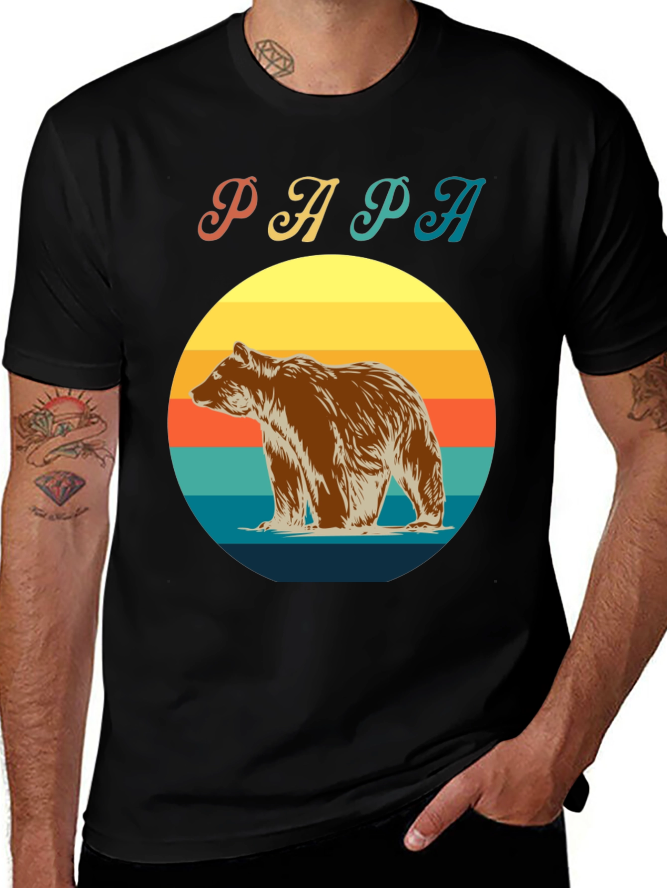 Papa Bear Retro Sunset T-Shirt