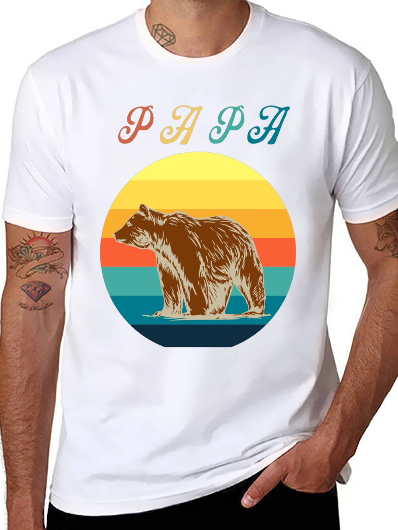 Papa Bear Retro Sunset T-Shirt