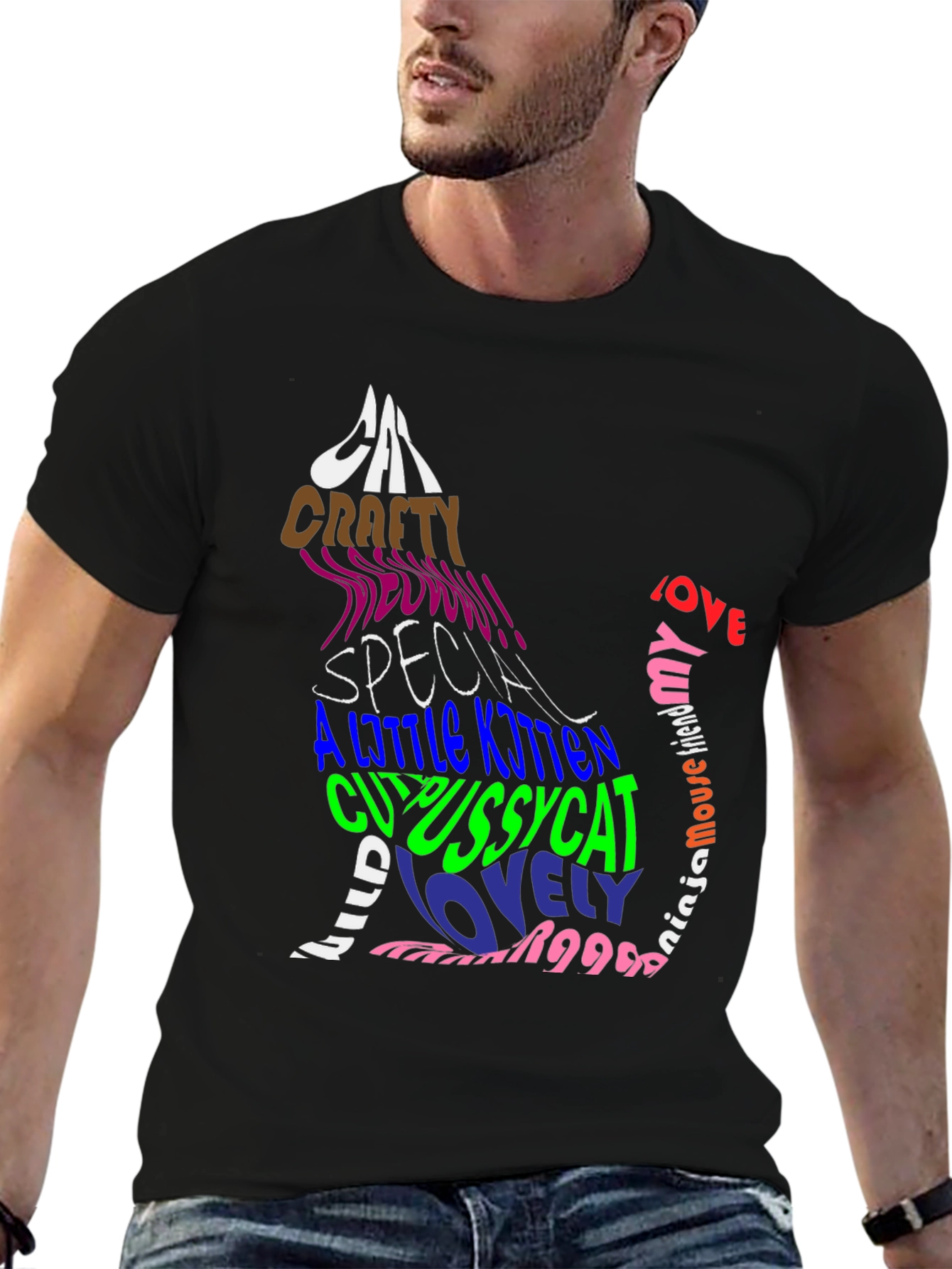 Cat Lover Graphic Tee - Stylish Word Art