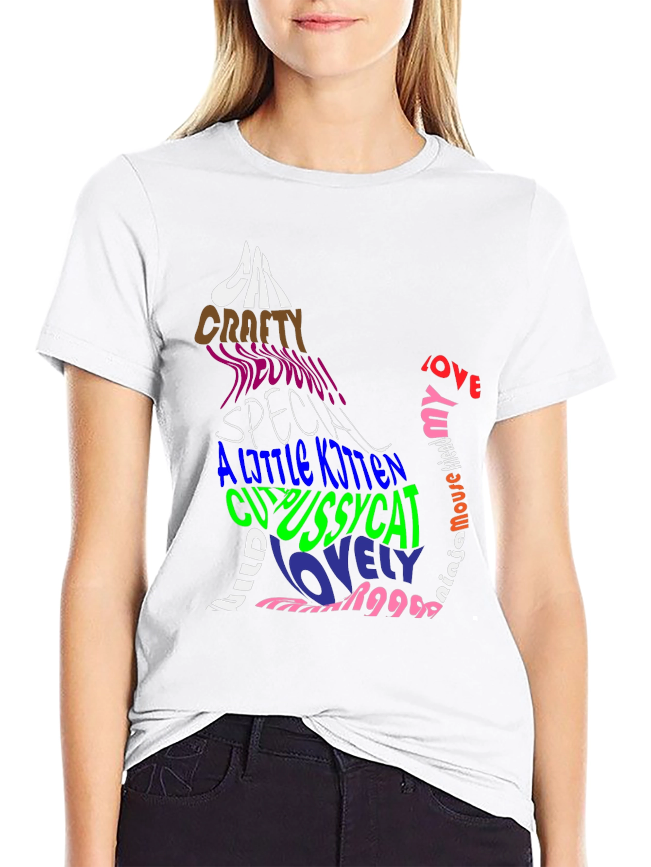 Cat Lover Graphic Tee - Stylish Word Art