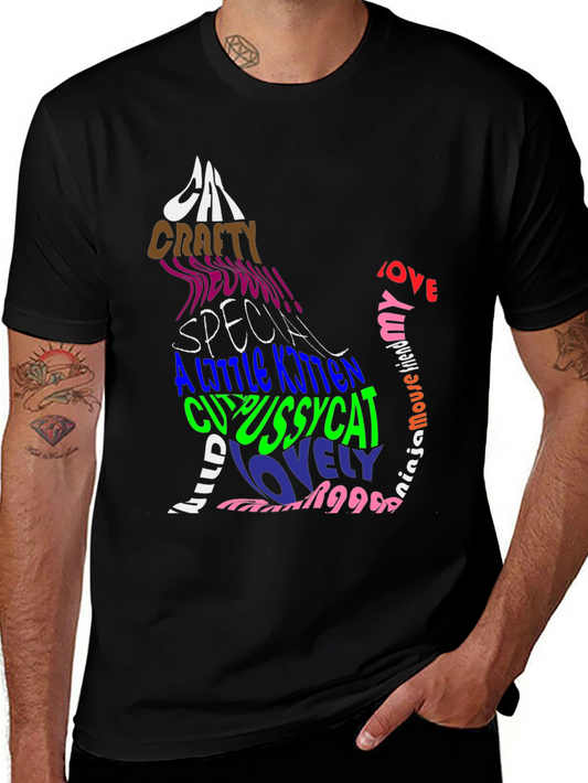 Cat Lover Graphic Tee - Stylish Word Art