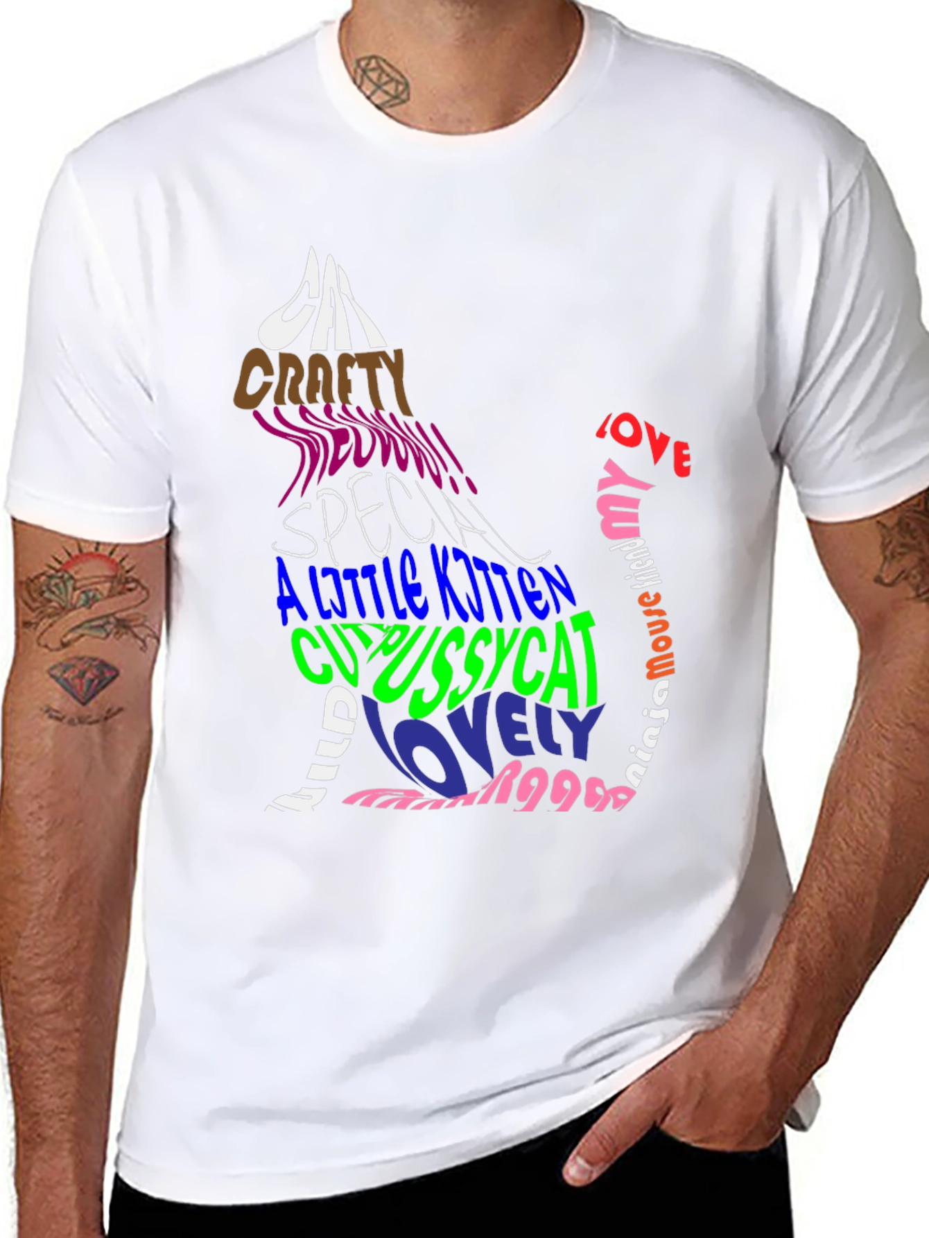 Cat Lover Graphic Tee - Stylish Word Art